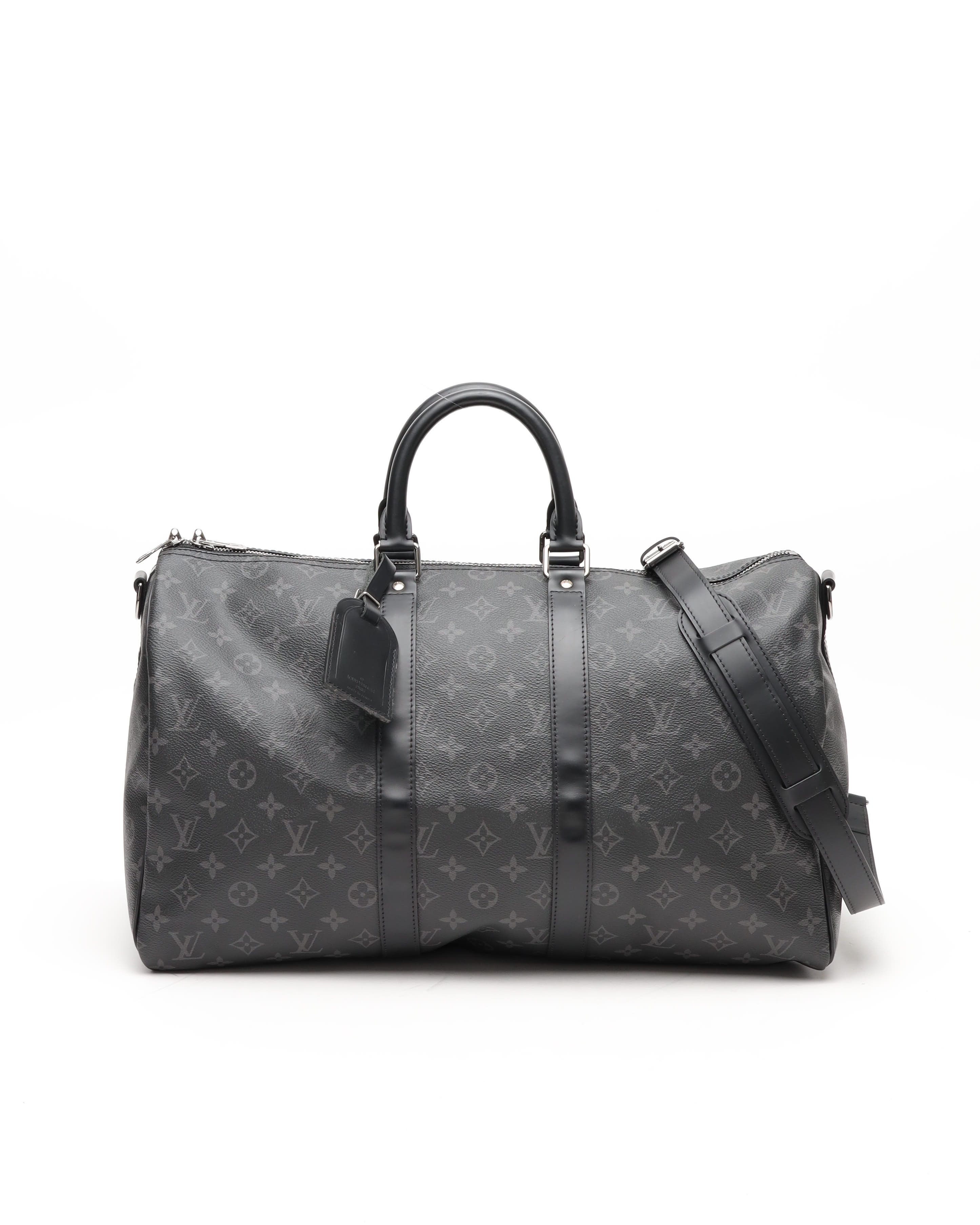 Pre-owned Louis Vuitton Monogram Eclipse Keepall Bandouliere 45 Weekend Bag