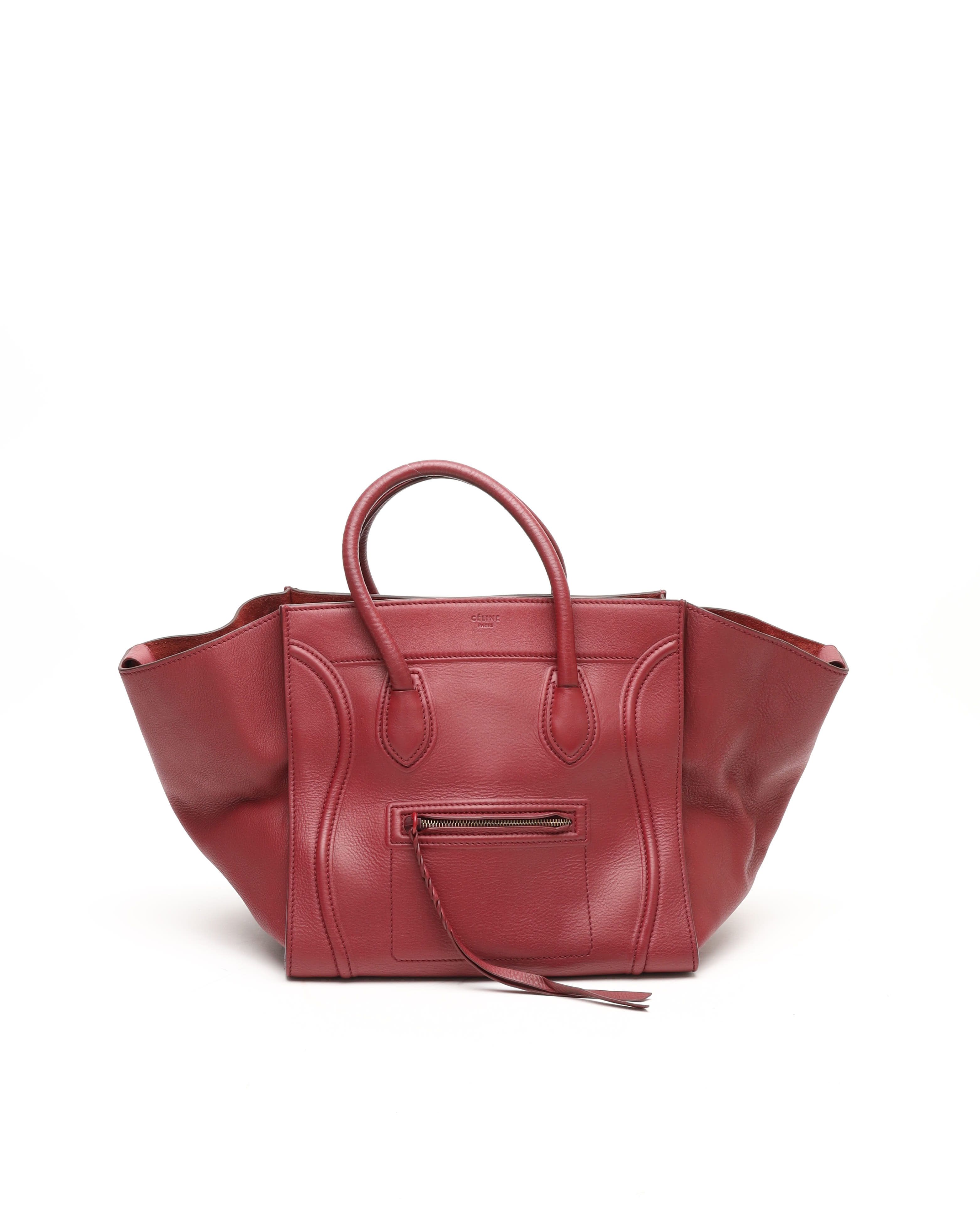 Celine Red Drummed Leather Phantom Luggage (authentic Pre-loved)