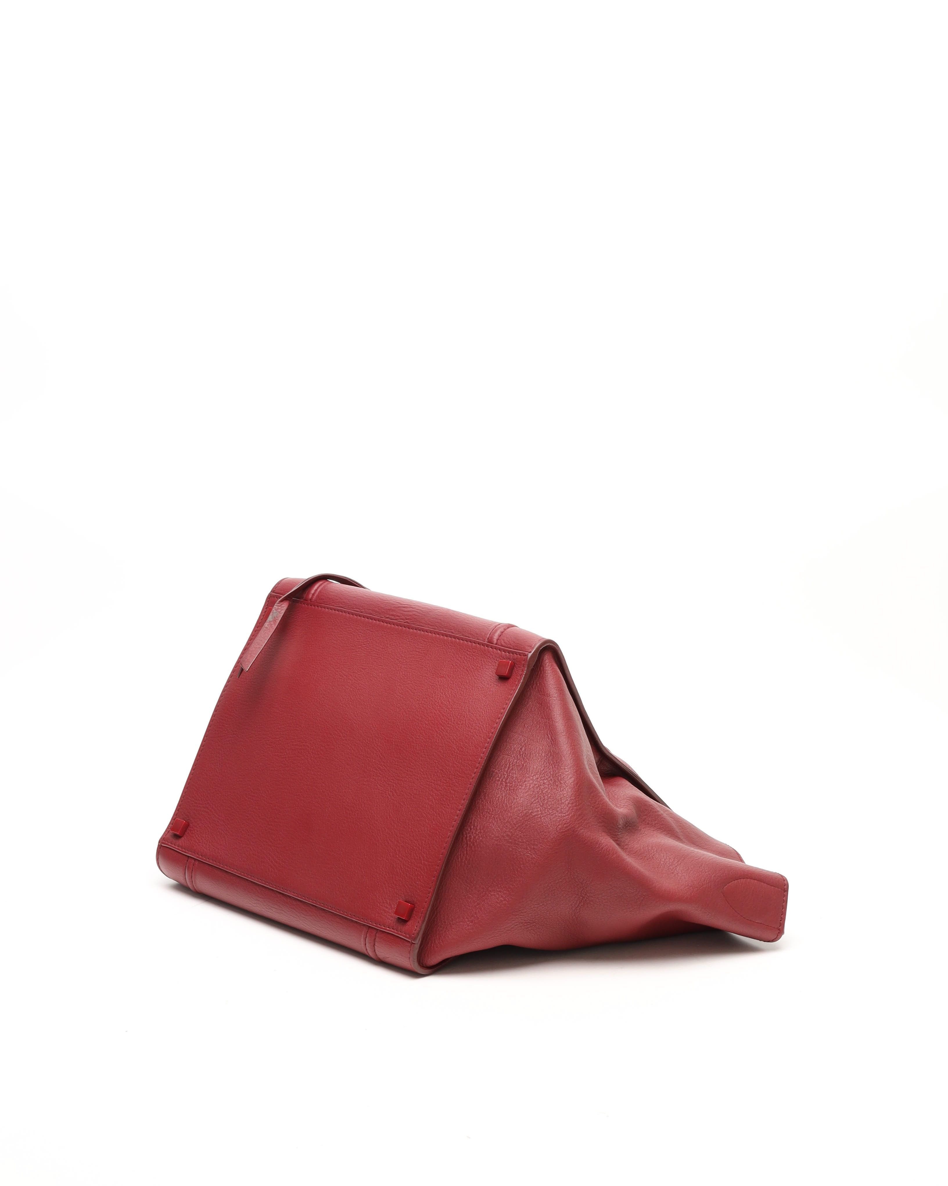Celine Red Drummed Leather Phantom Luggage (authentic Pre-loved)