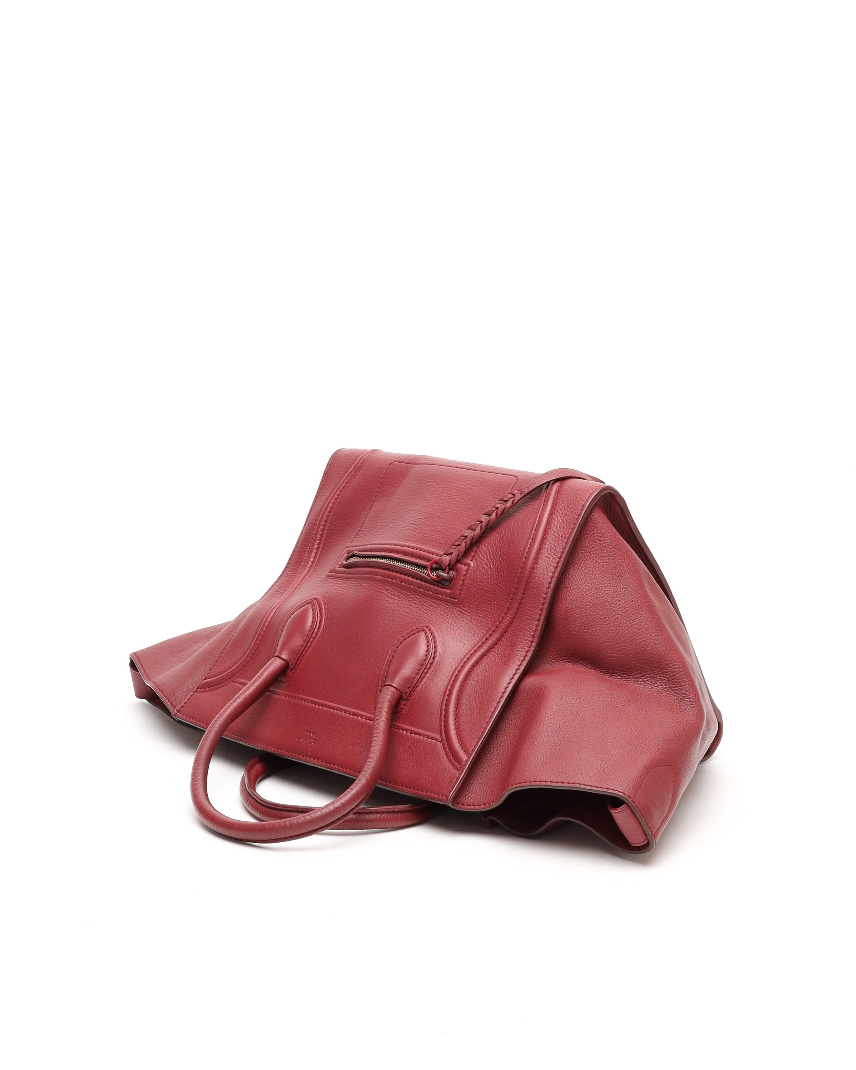 Celine Red Drummed Leather Phantom Luggage (authentic Pre-loved)