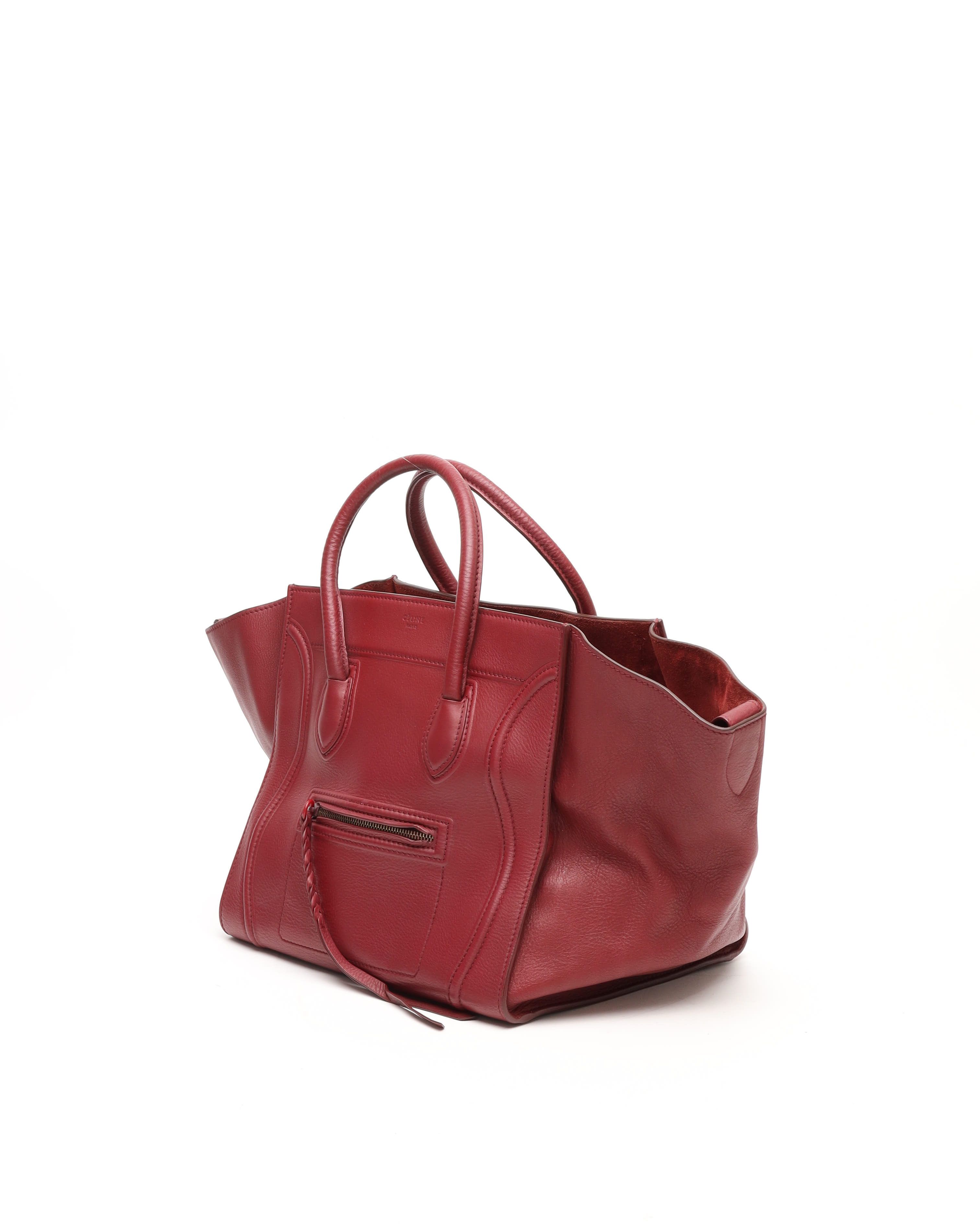 Celine Red Drummed Leather Phantom Luggage (authentic Pre-loved)