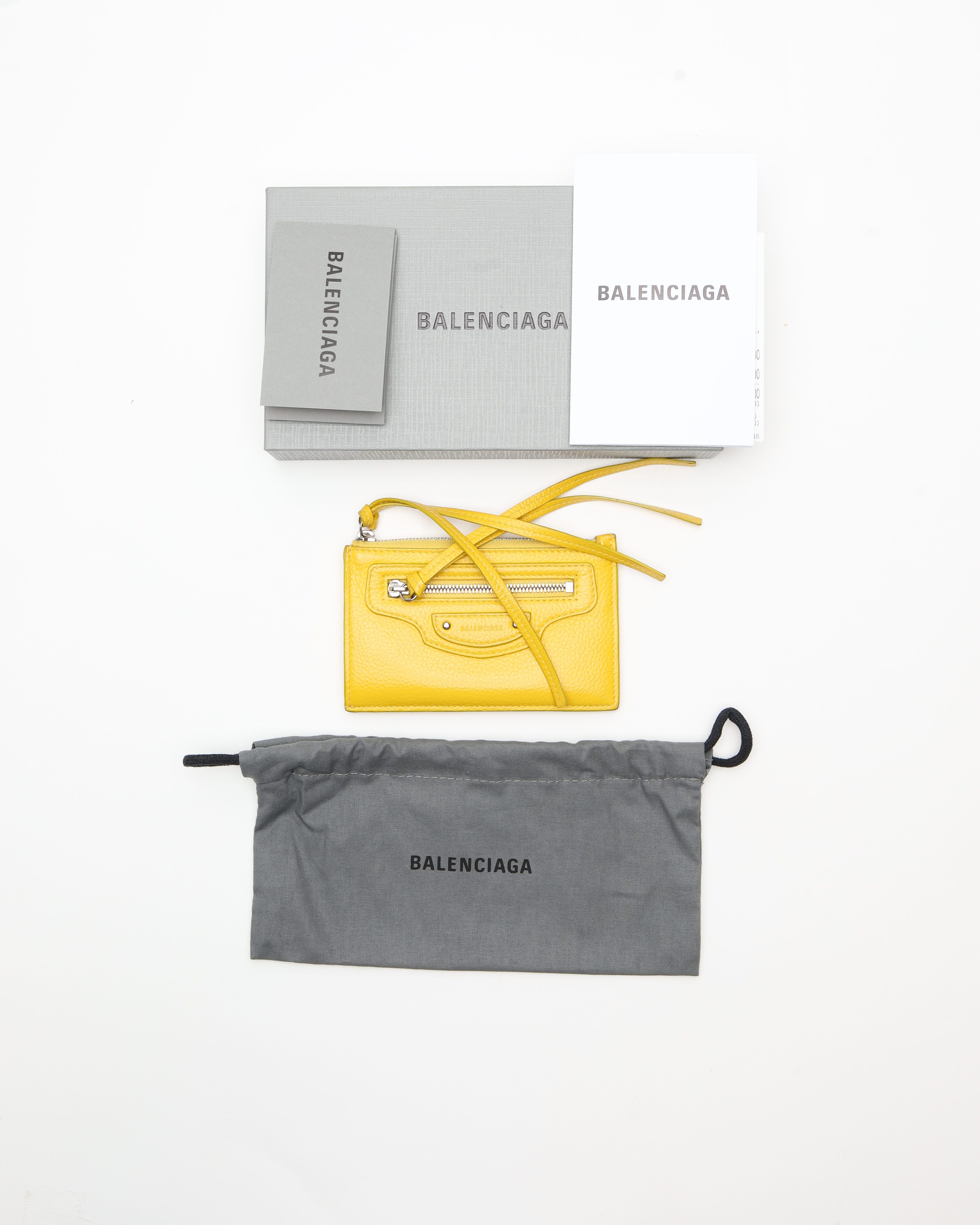 Balenciaga Leather Card Holder In Yellow
