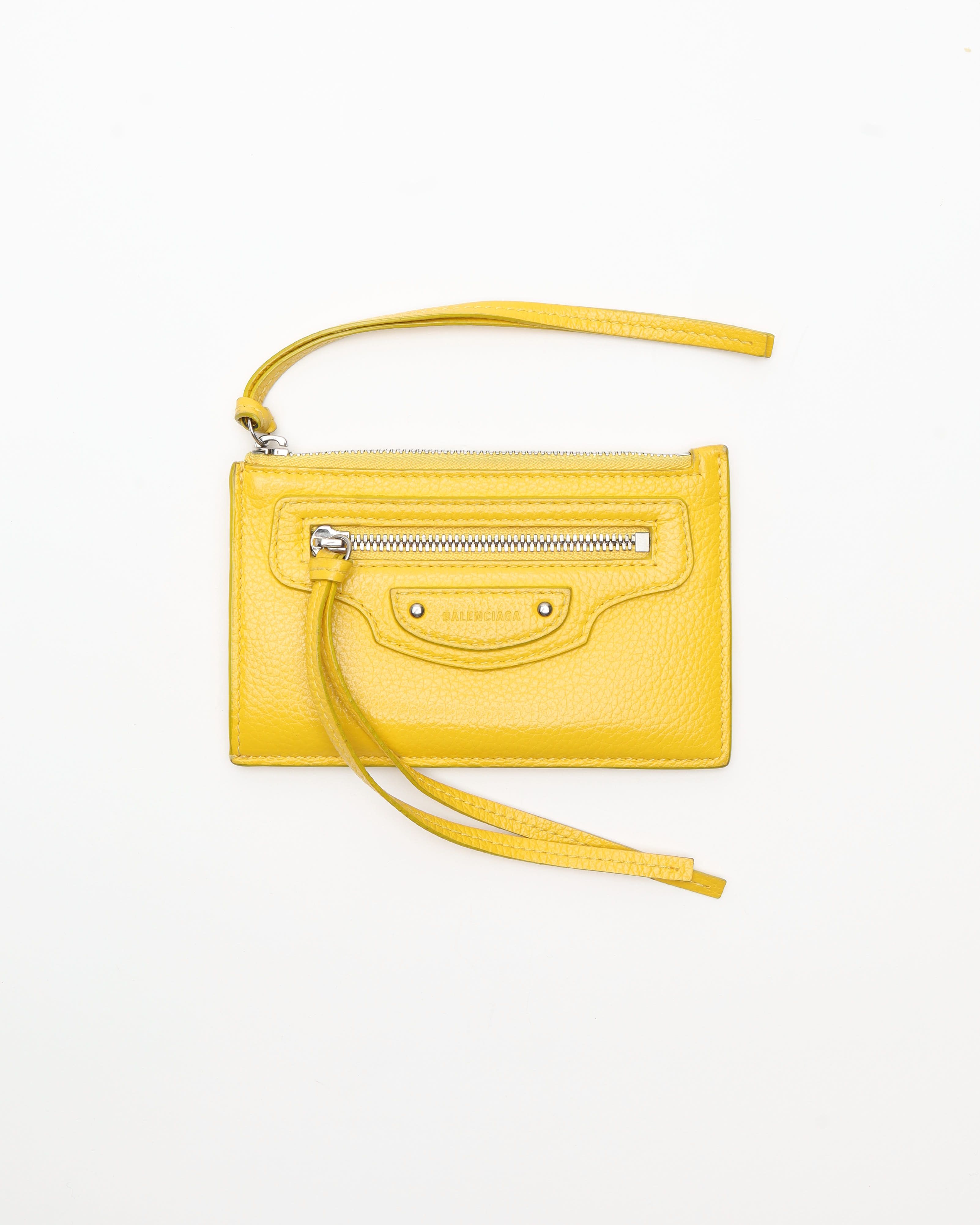 Balenciaga Leather Card Holder In Yellow