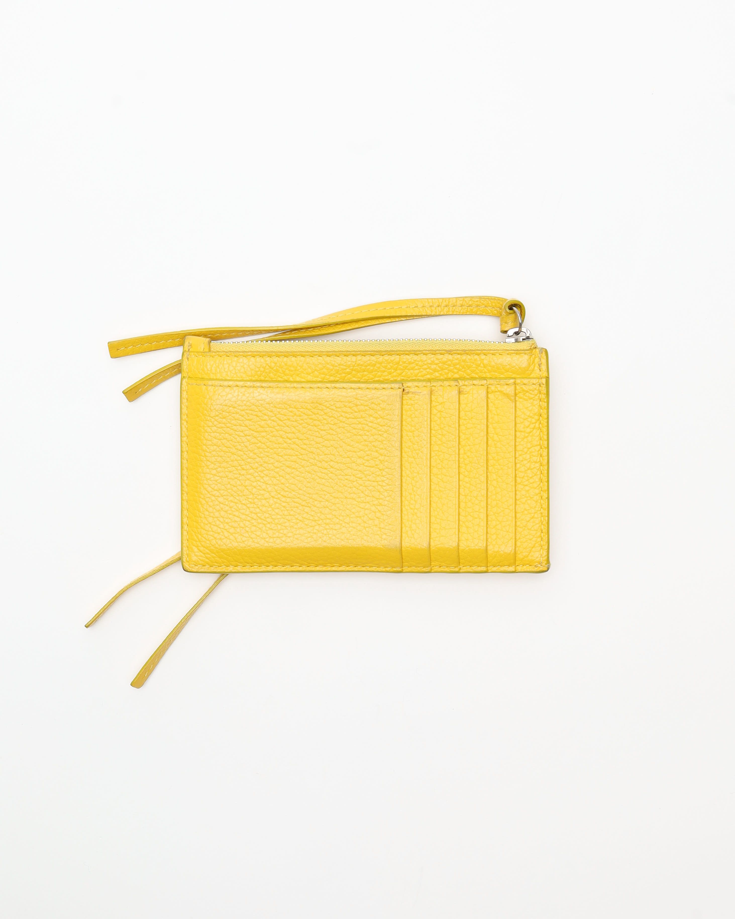 Balenciaga Leather Card Holder In Yellow