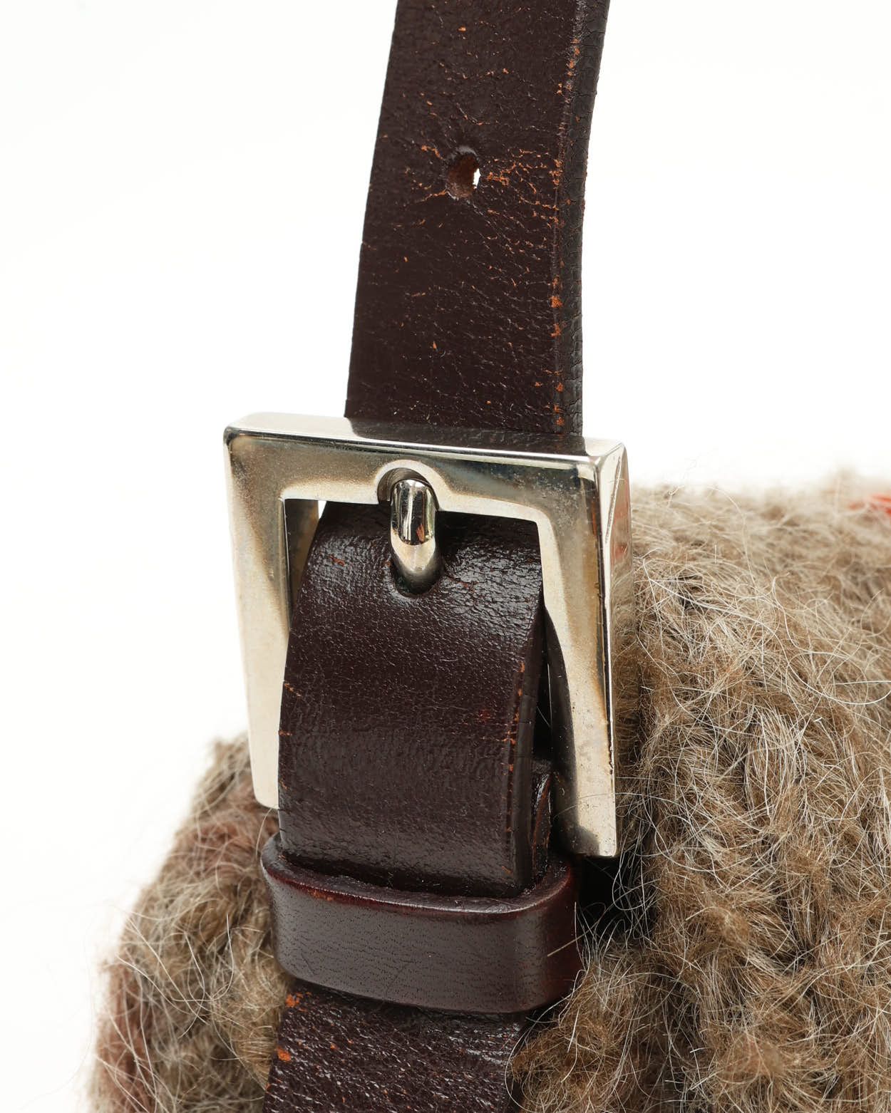 Fendi Embroidered Wool Baguette Bag