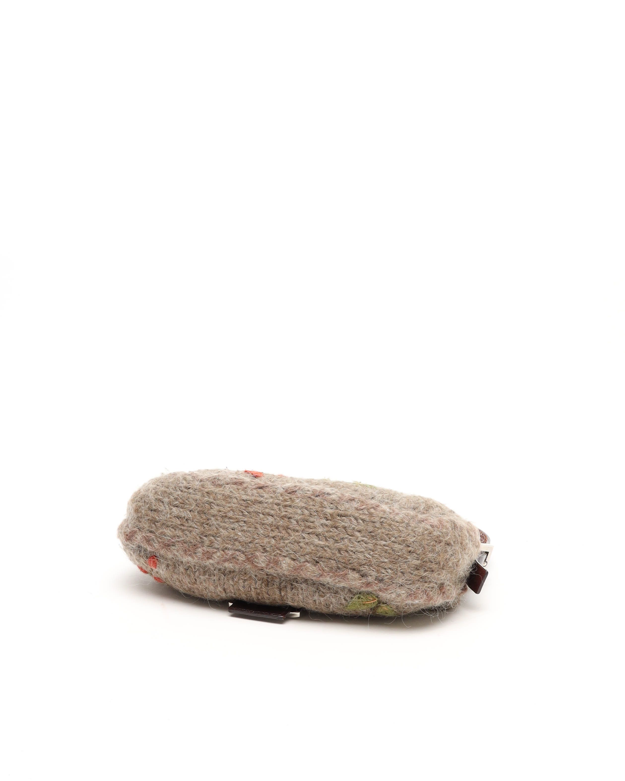 Fendi Embroidered Wool Baguette Bag