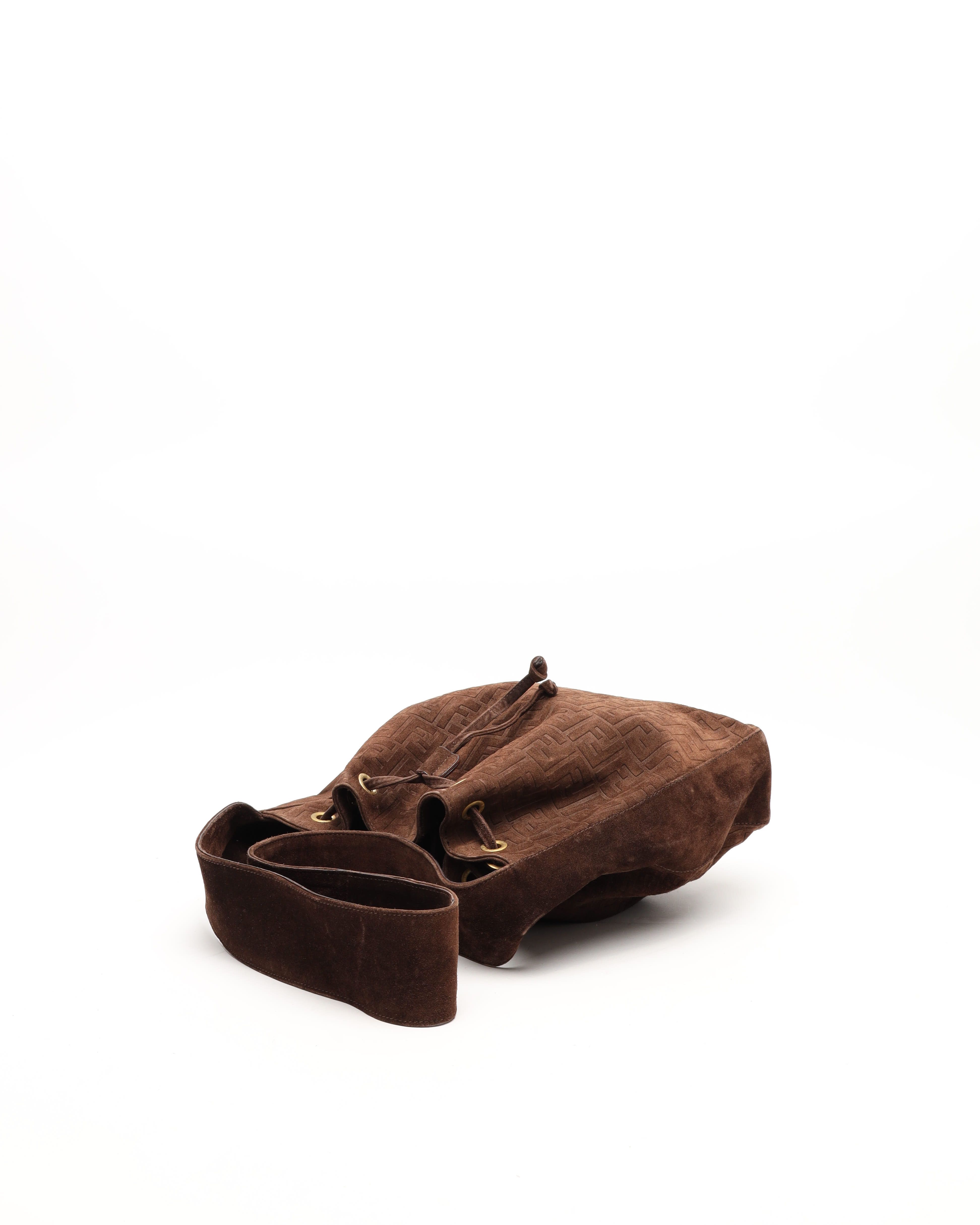 Fendi Suede Zucca Shoulder Bag
