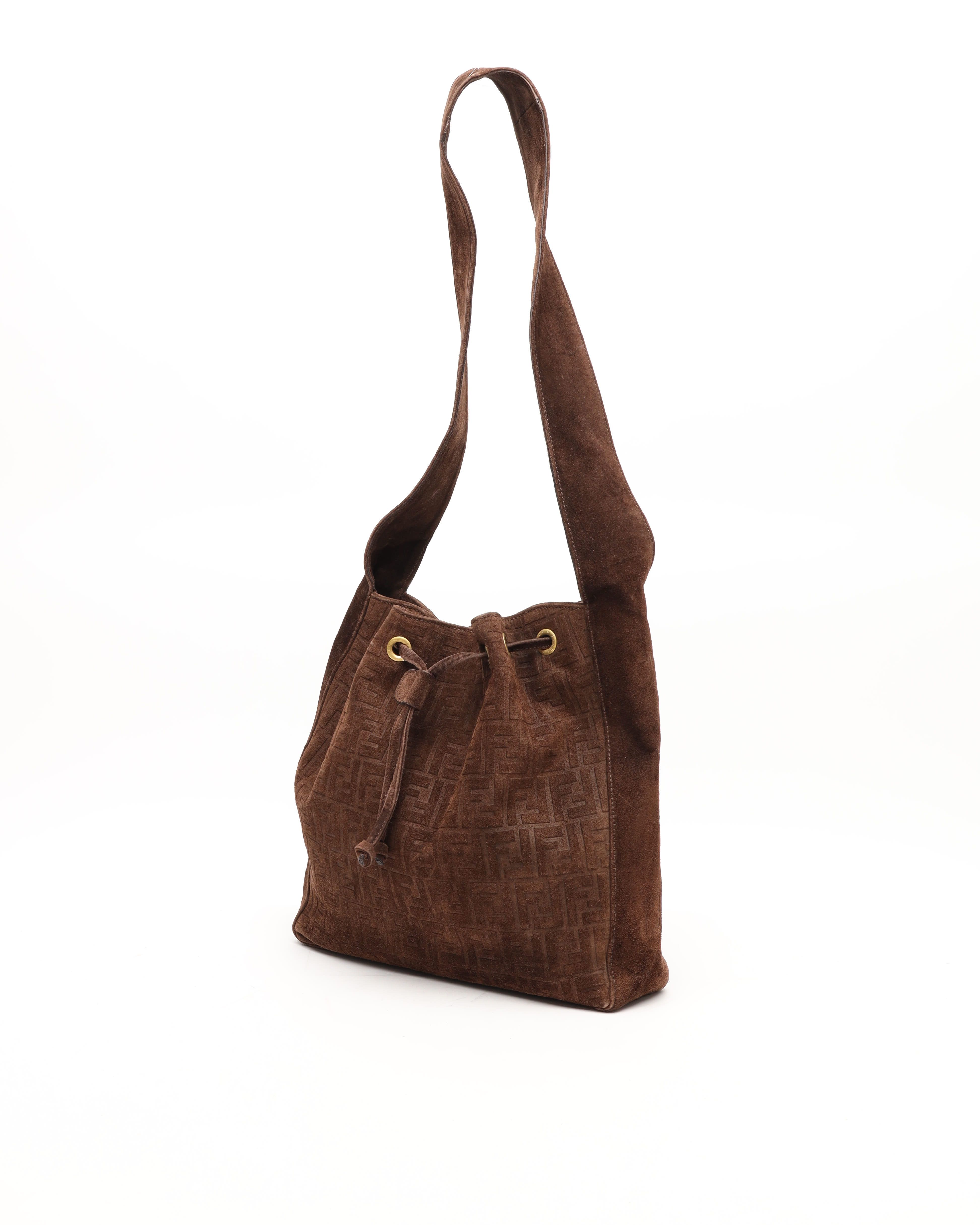 Fendi Suede Zucca Shoulder Bag