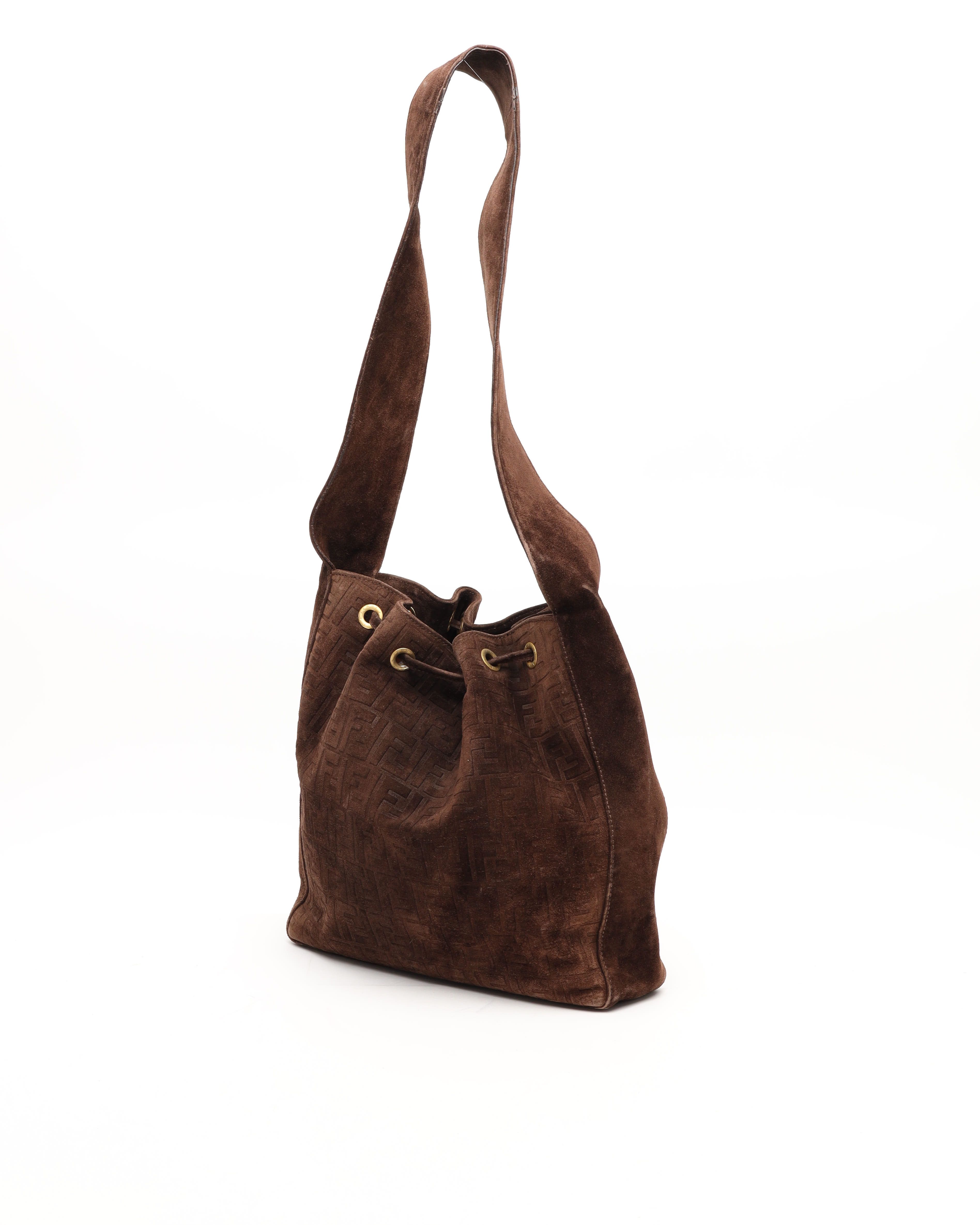 Fendi Suede Zucca Shoulder Bag