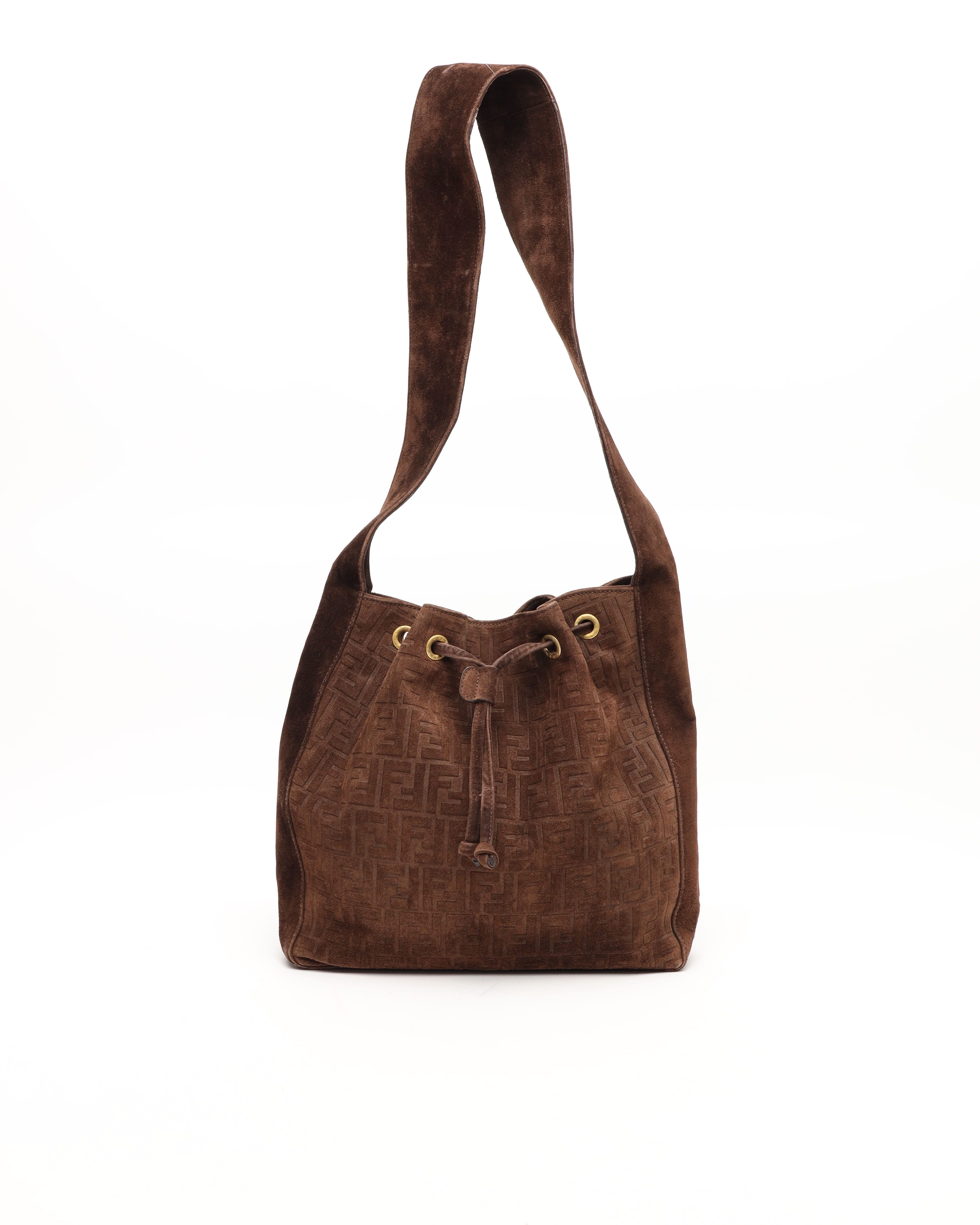 Fendi Suede Zucca Shoulder Bag