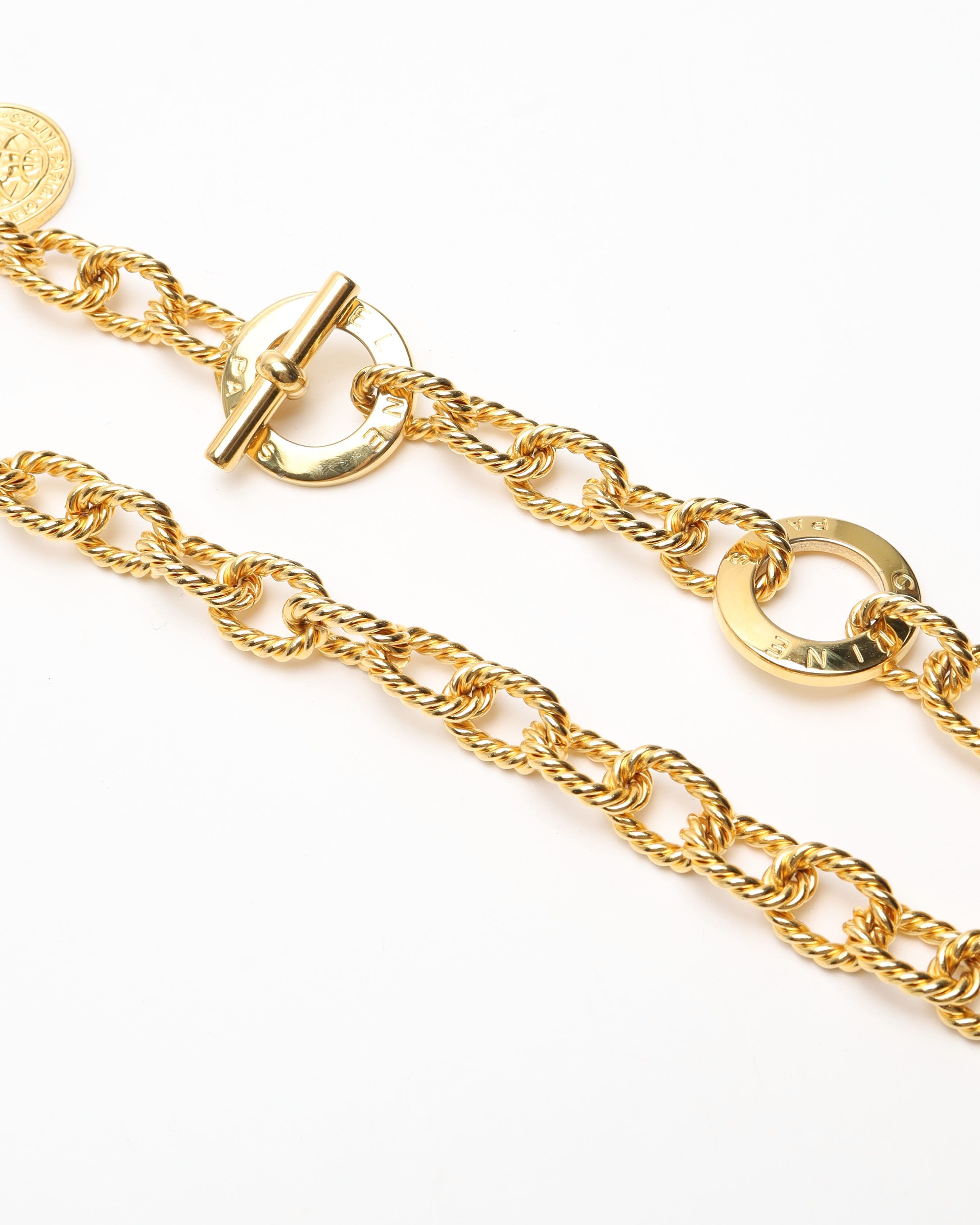 Celine Céline Triomphe Gold Chain Belt, Size Adjustable