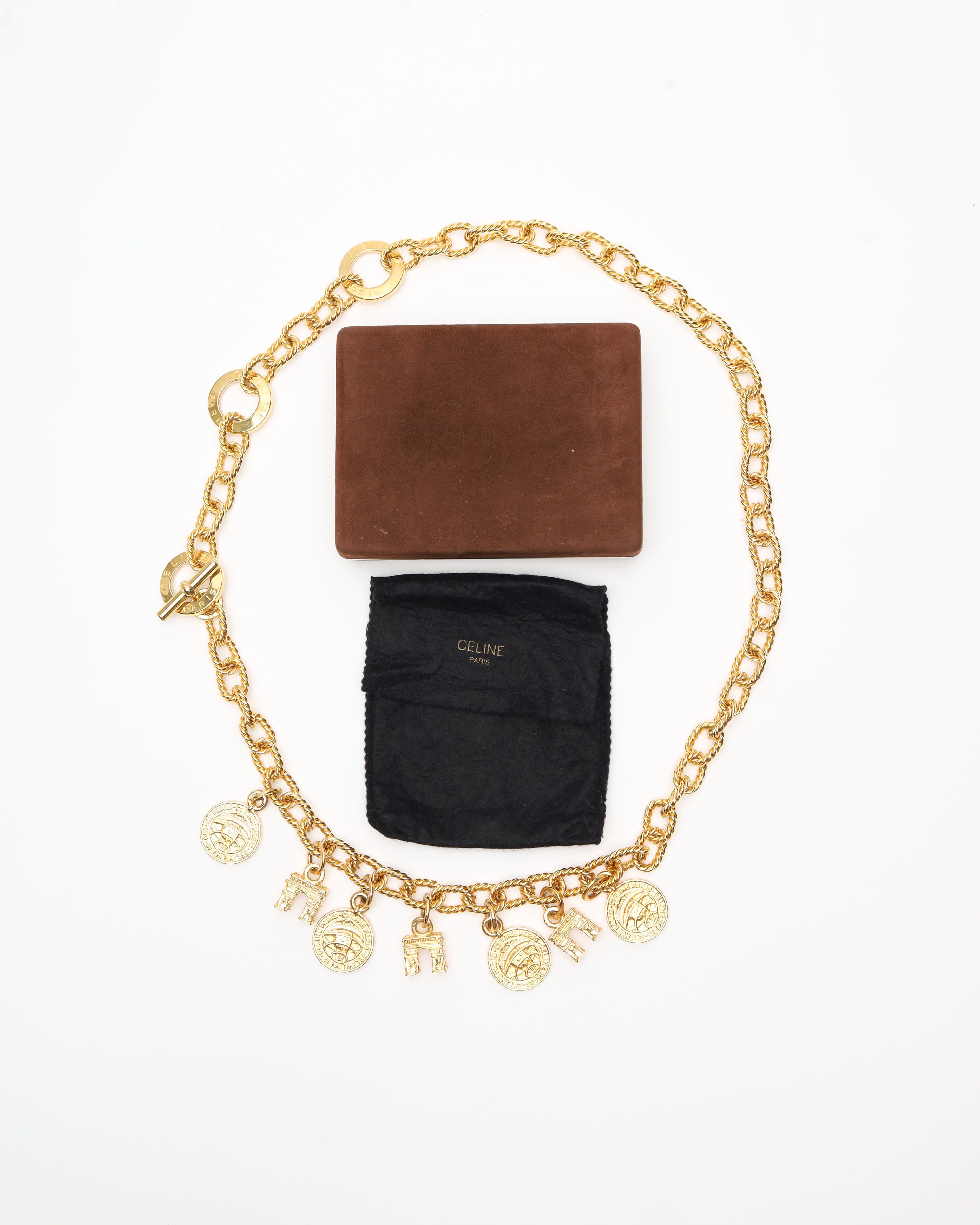 Celine Céline Triomphe Gold Chain Belt, Size Adjustable