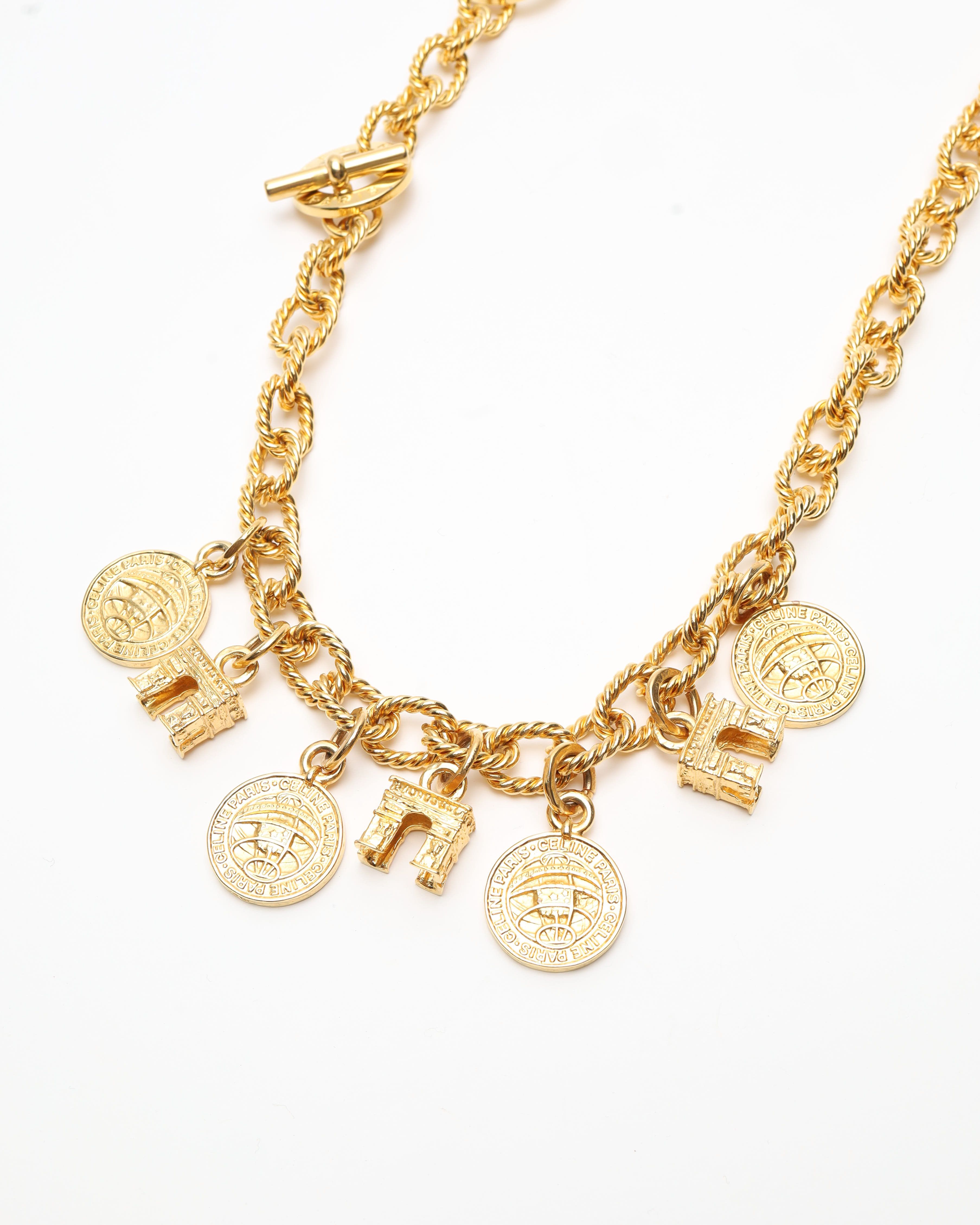 Celine Céline Triomphe Gold Chain Belt, Size Adjustable