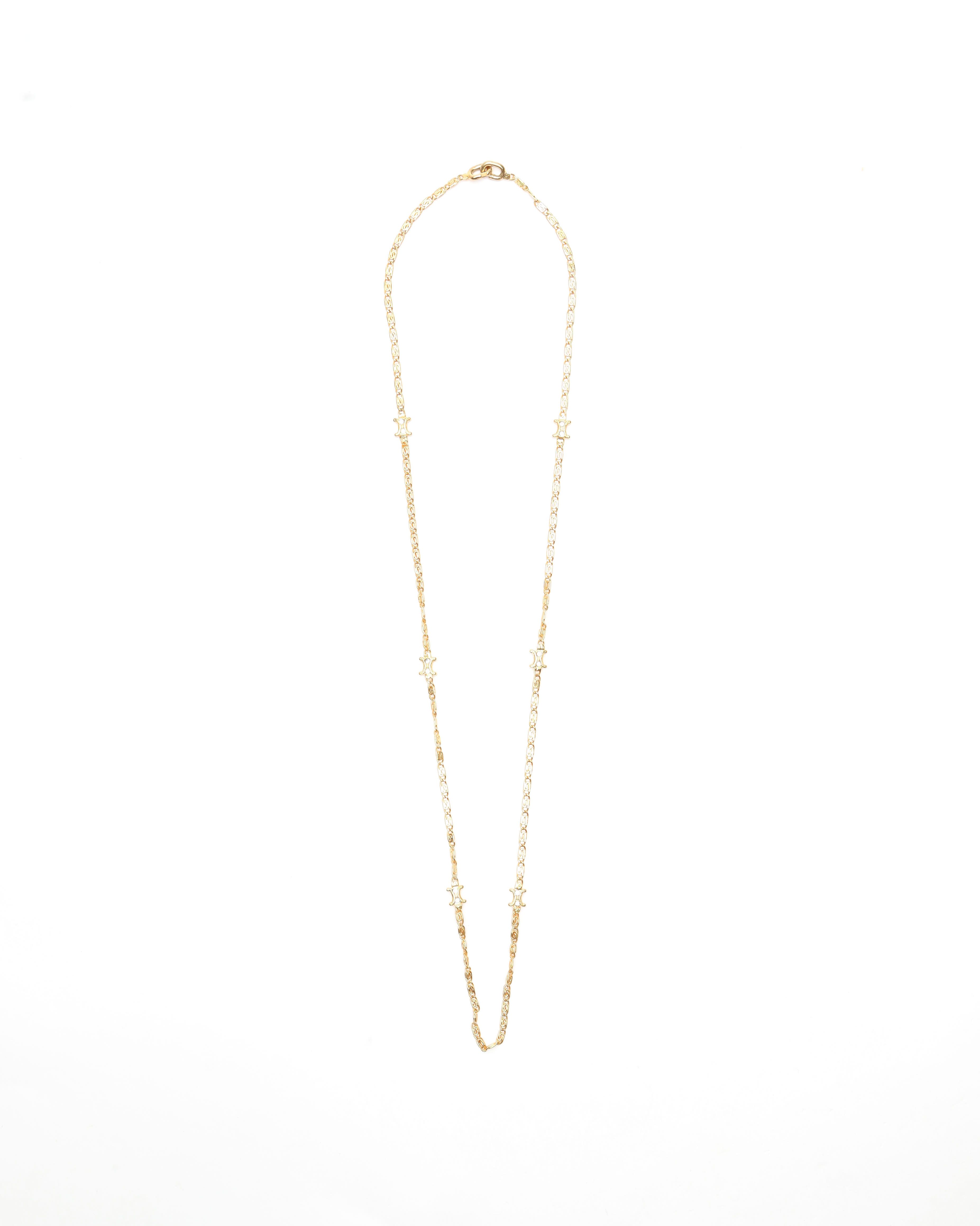 Celine Céline Rhinestone Triomphe Gold Chain Necklace In Gold