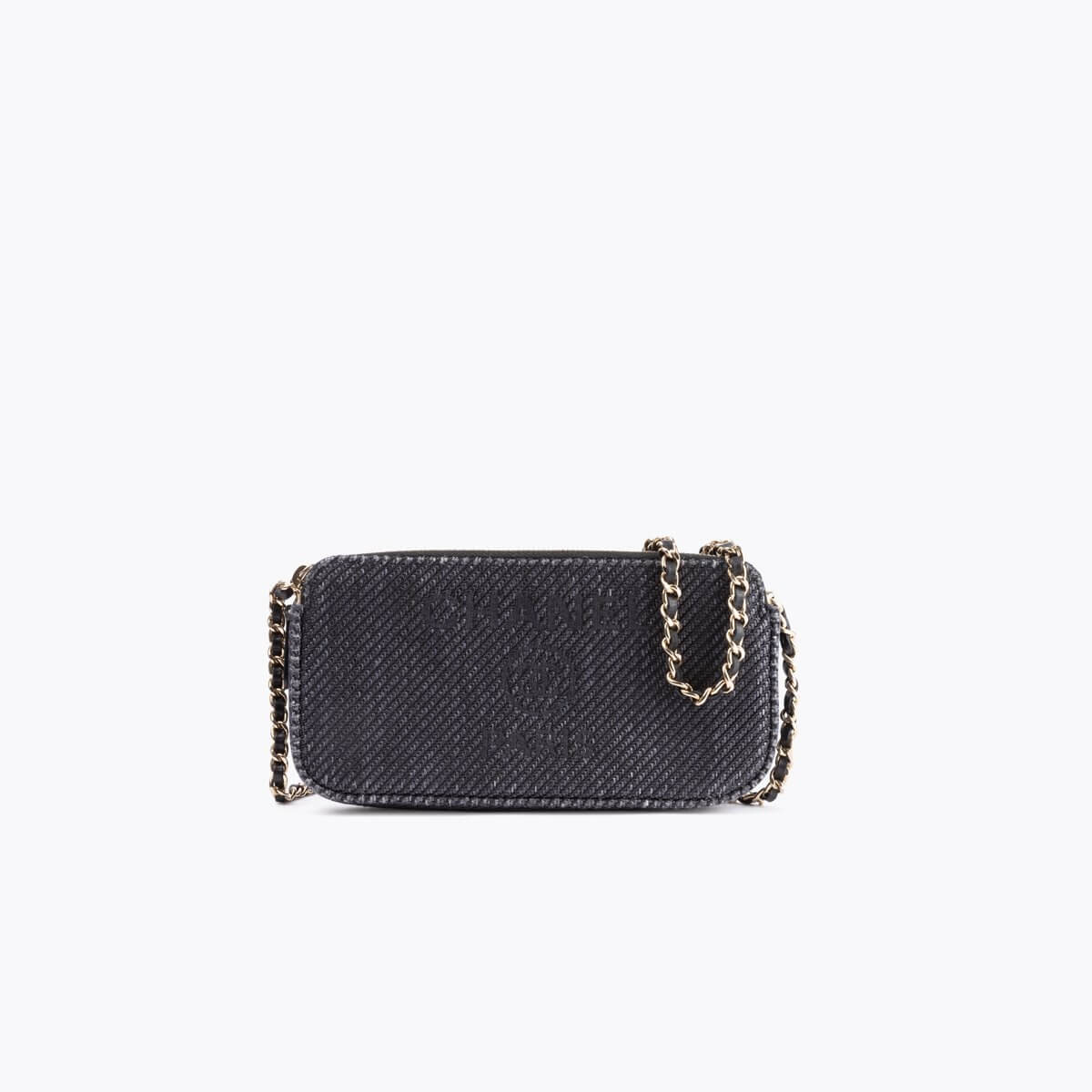 CHANEL Raffia Deauville Double Zip Wallet On Chain
