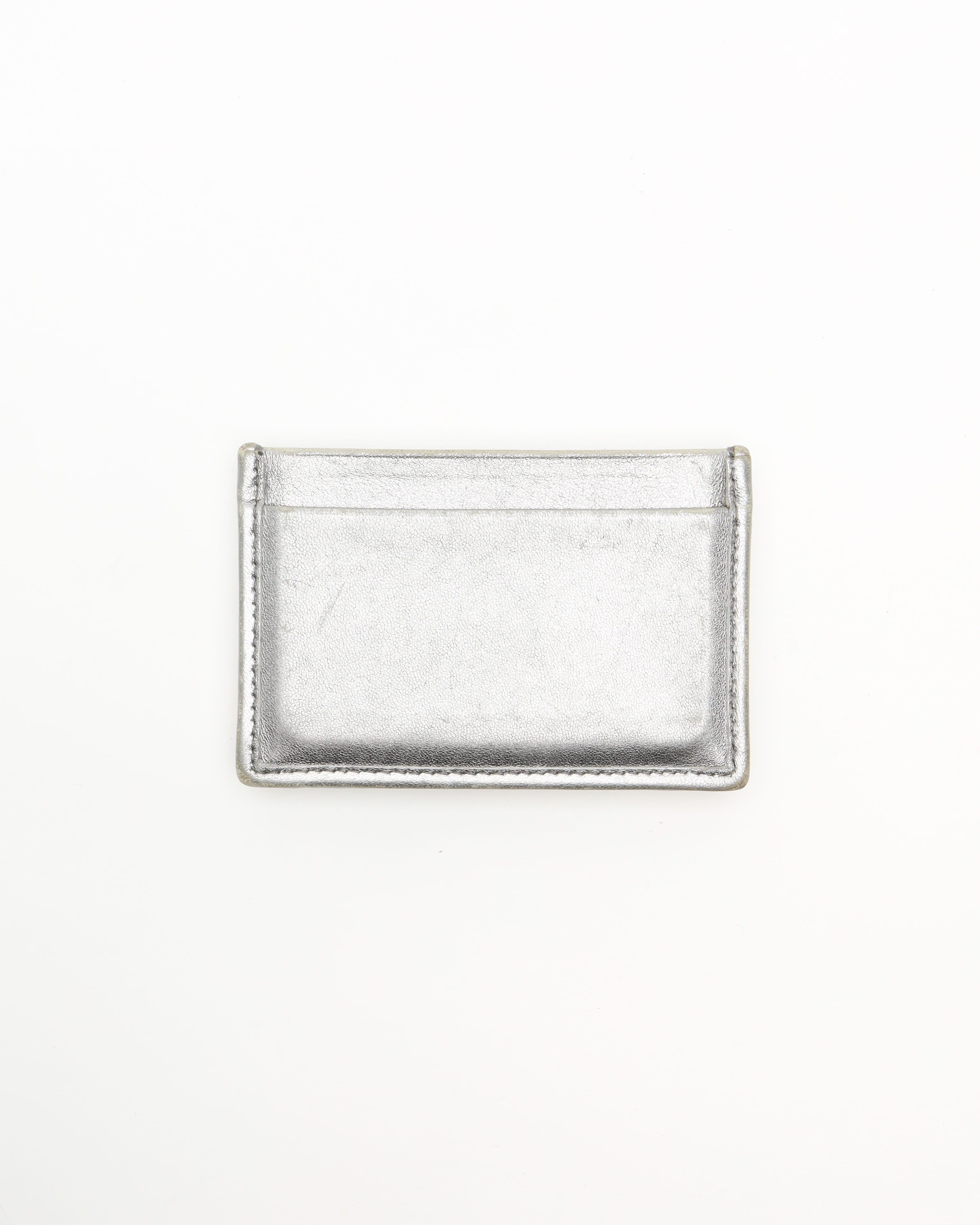 Miu Miu Leather Card Holder In Gray