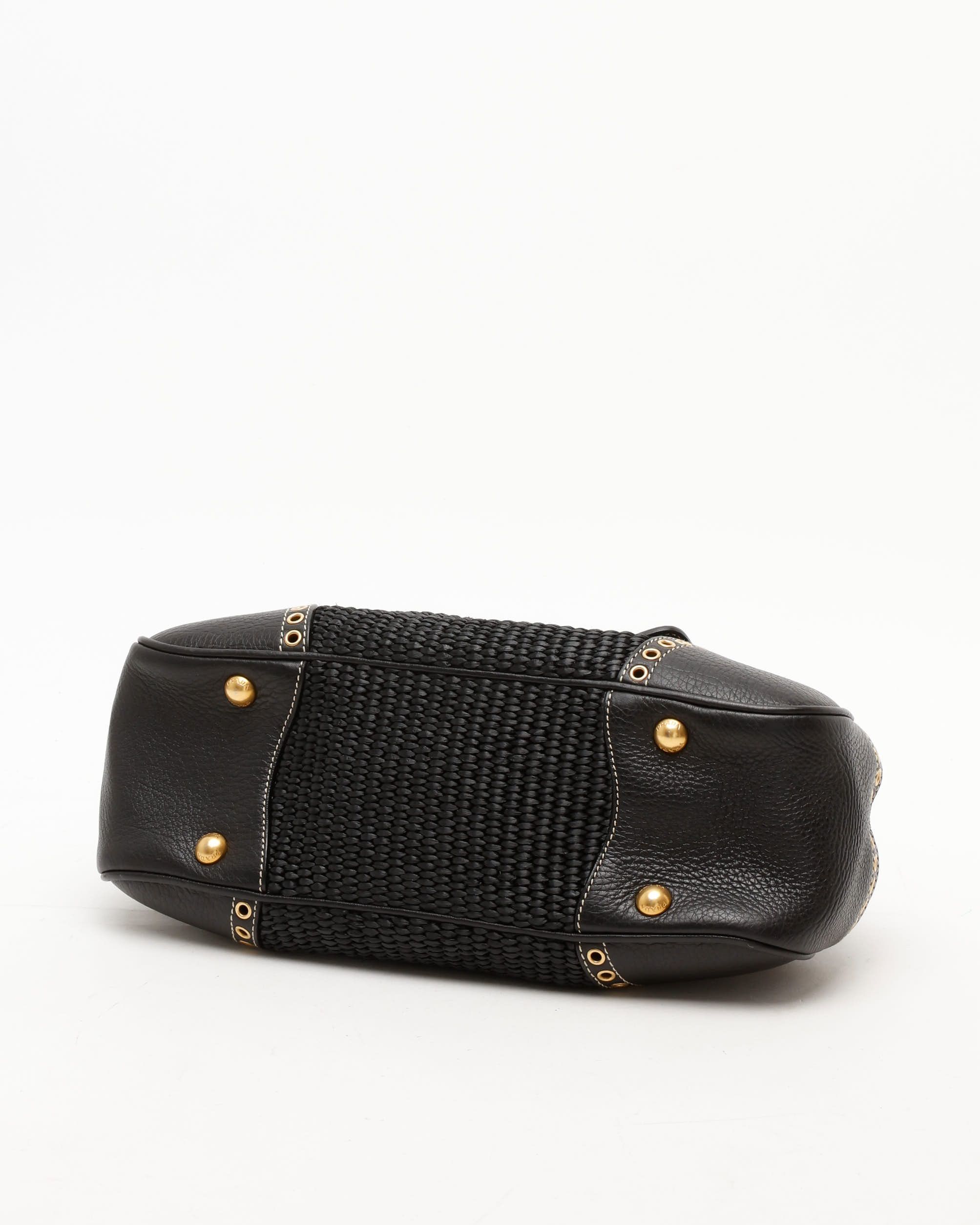 Prada Raffia Vitello Daino Handle Bag