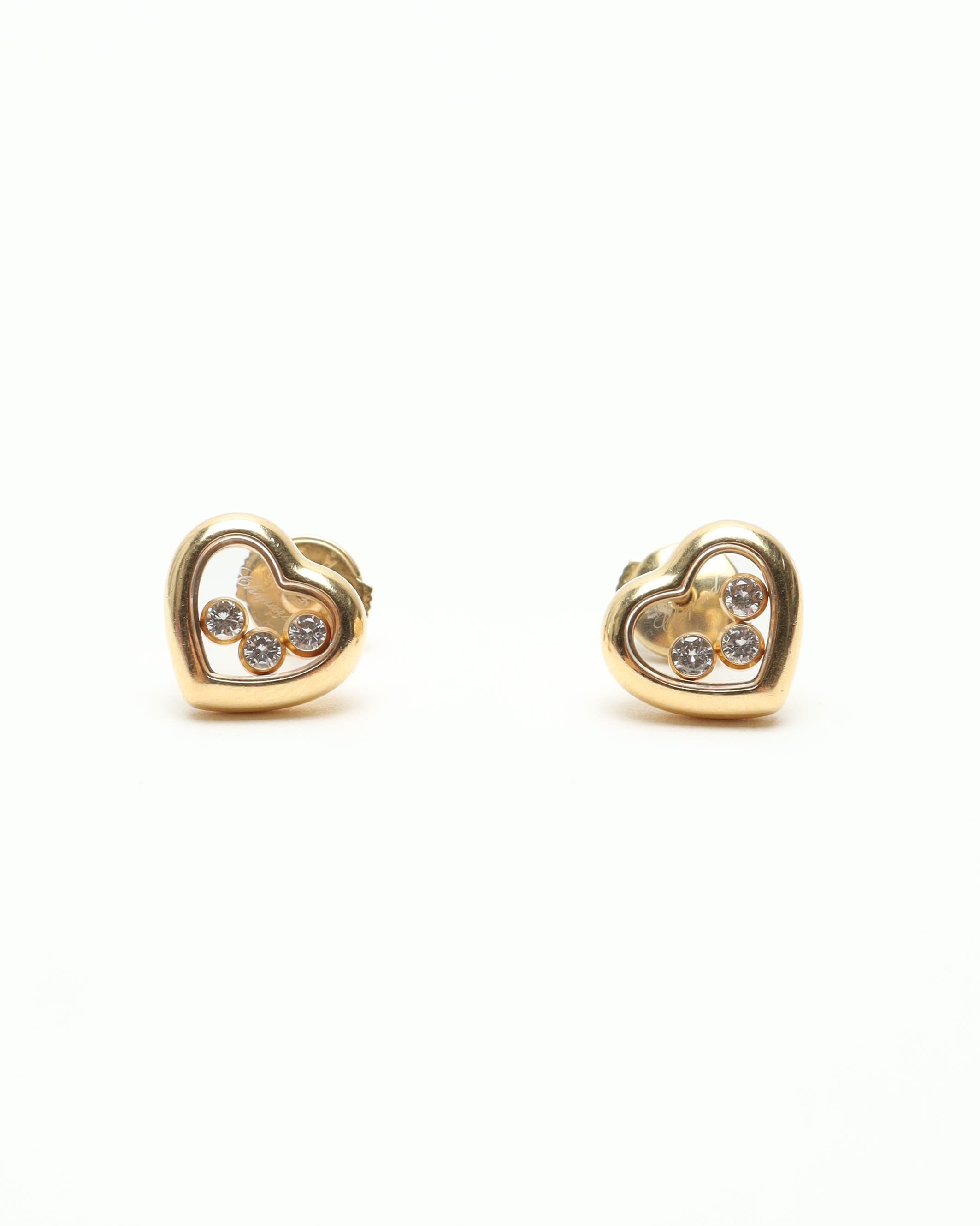 Chopard Happy Diamond Hearts Gold And Diamond Earrings