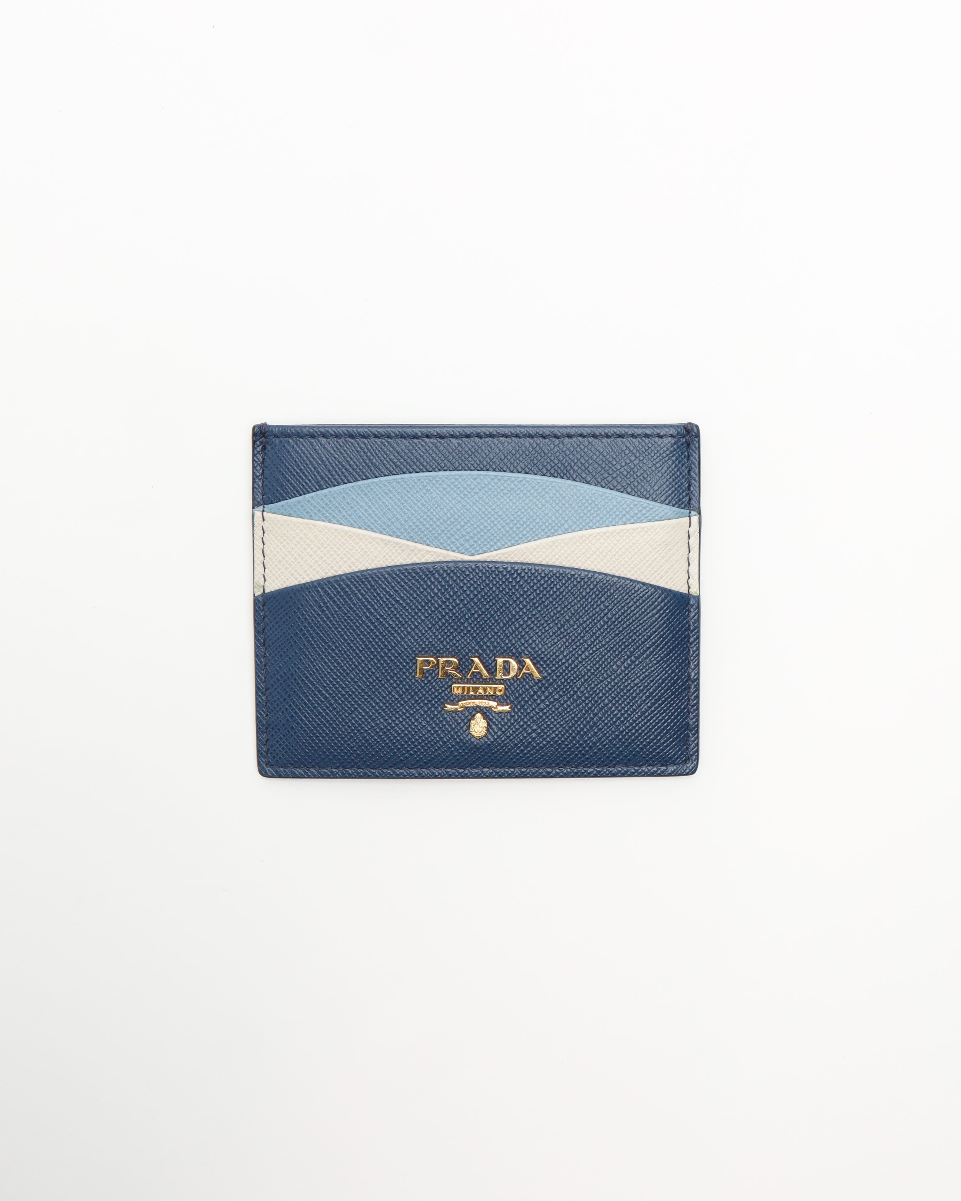 Prada Saffiano Card Holder In Blue