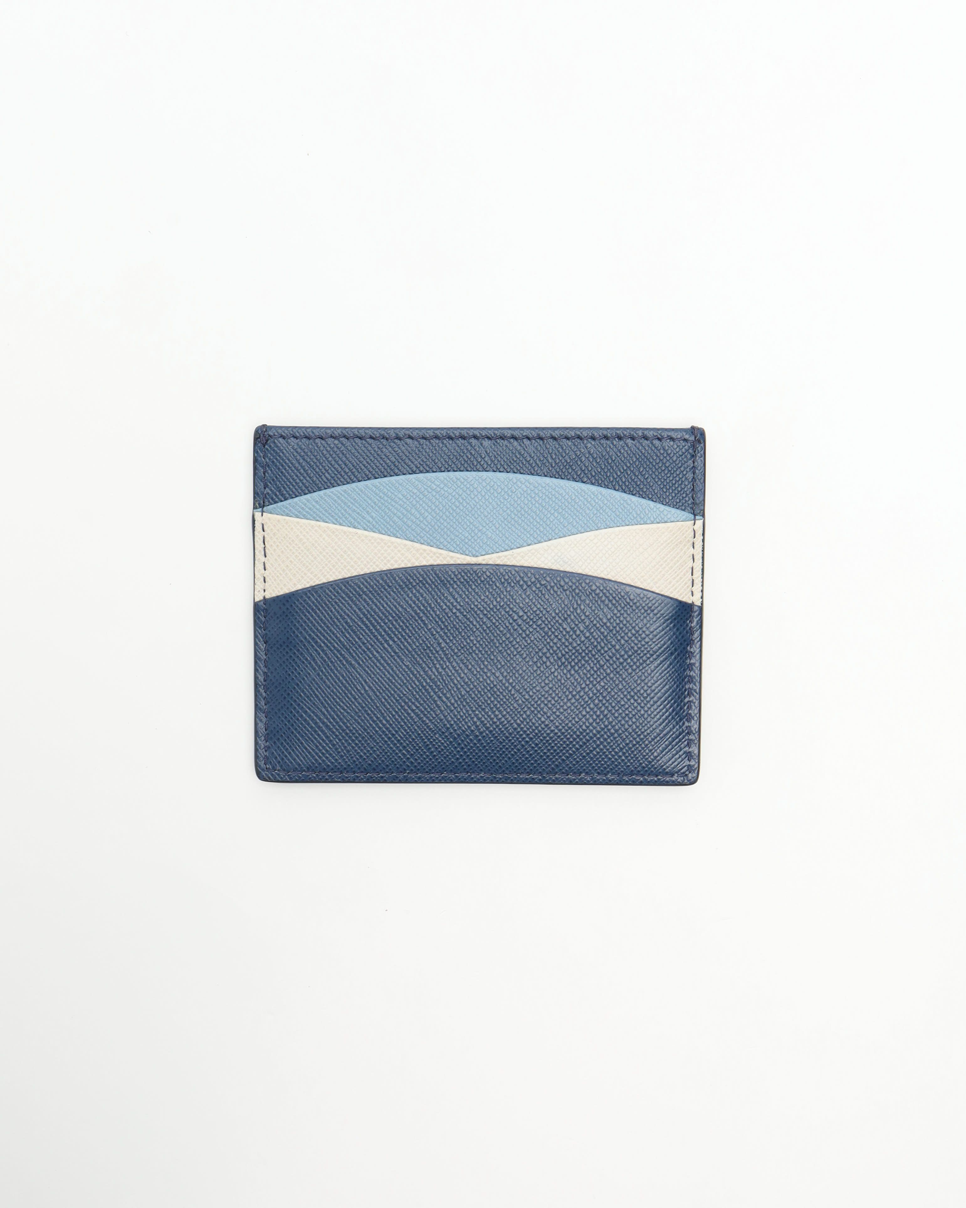 Prada Saffiano Card Holder In Blue