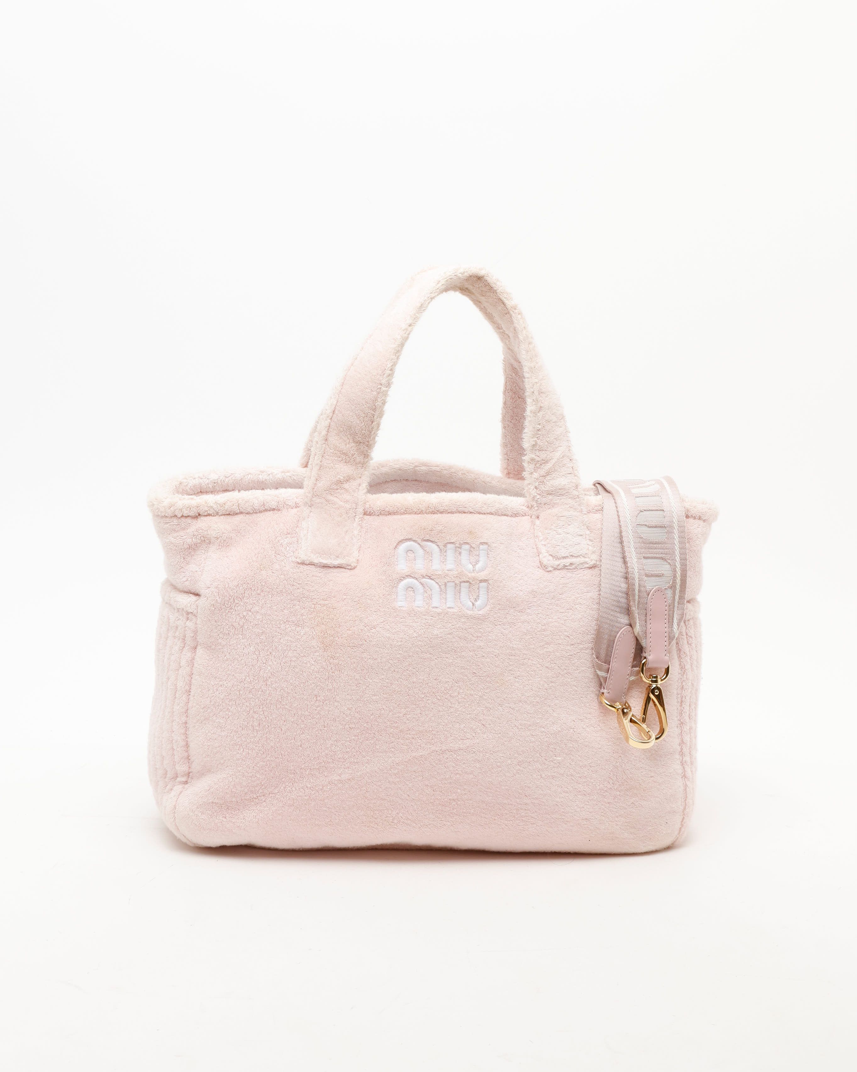 Miu Miu Terry Tote Bag In Pink