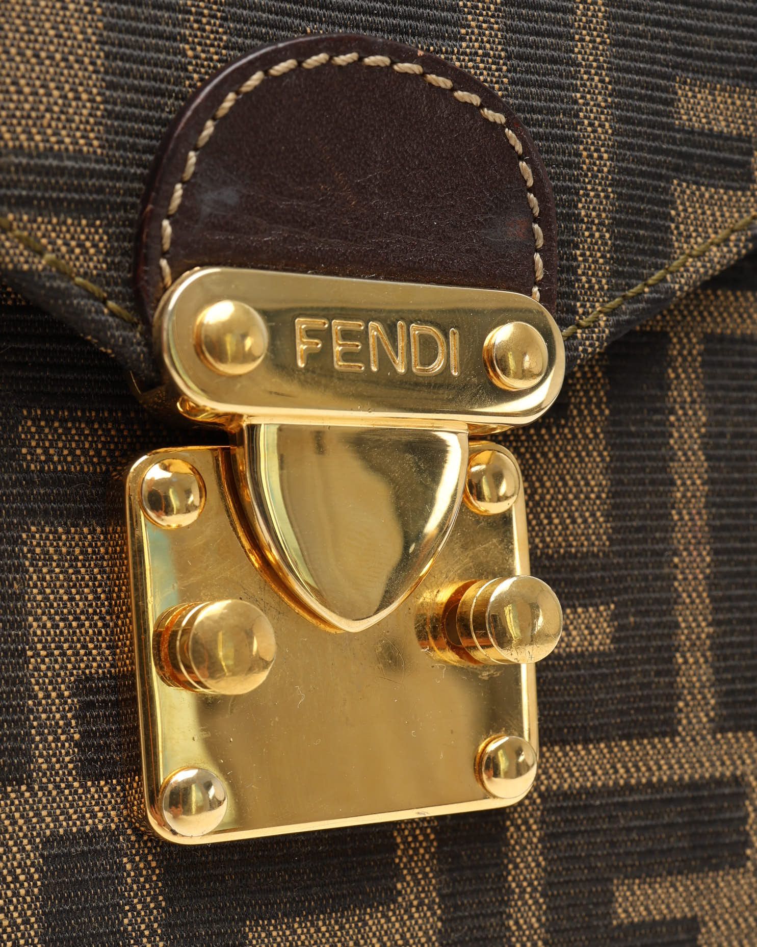 Fendi Zucca Flap Bag In Brown