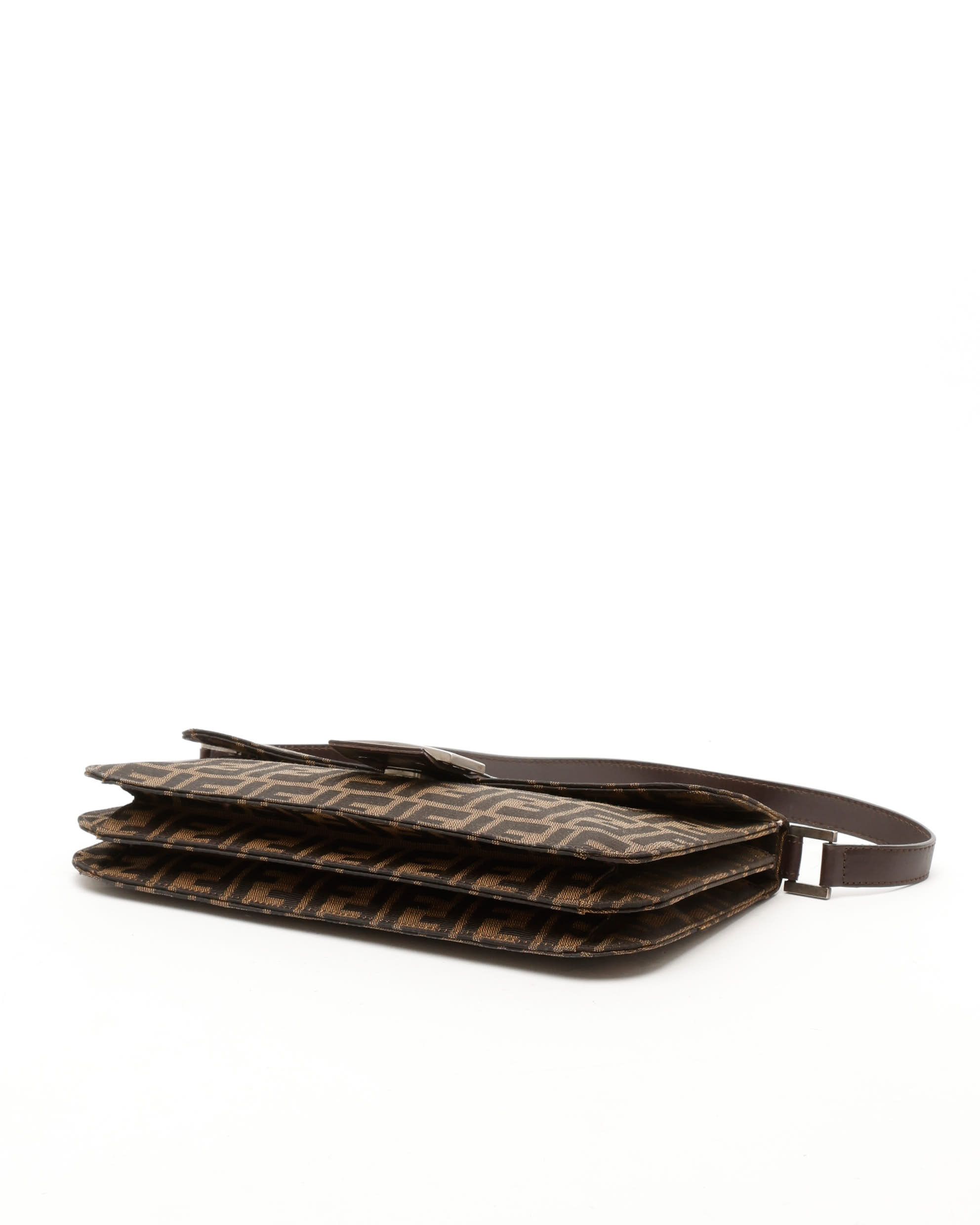 Fendi Large Zucca Baguette Bag In Brown