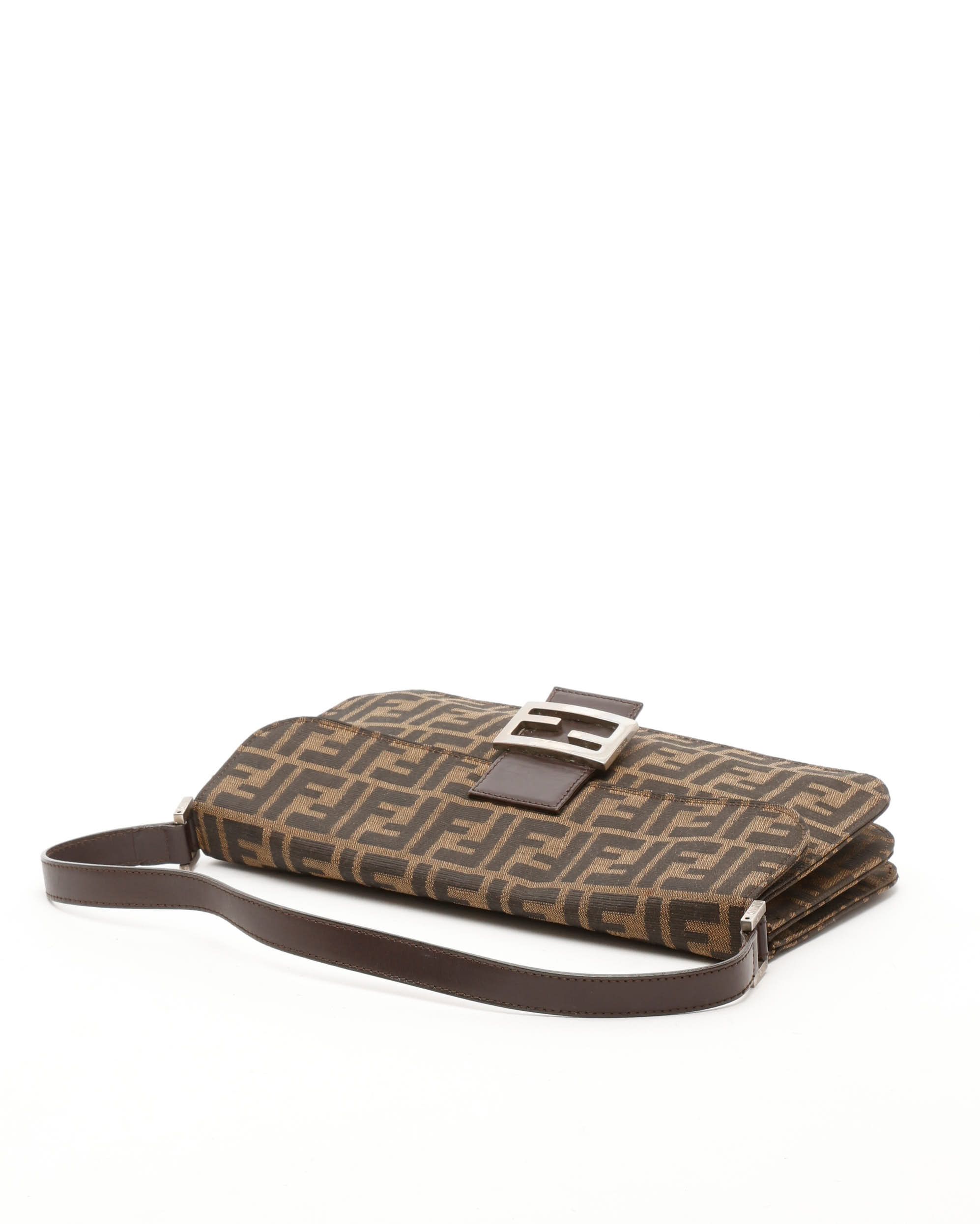 Fendi Large Zucca Baguette Bag In Brown