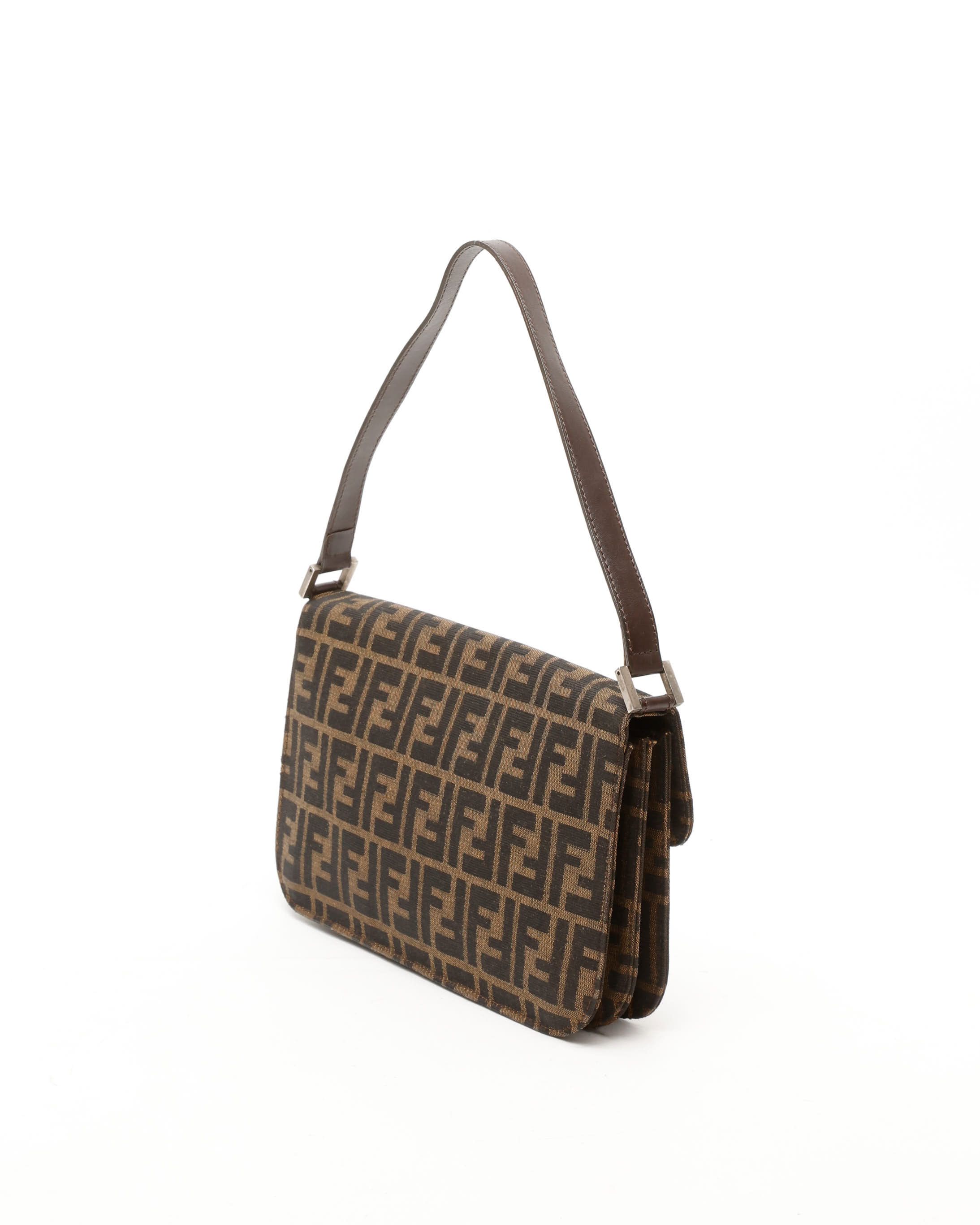 Fendi Large Zucca Baguette Bag In Brown