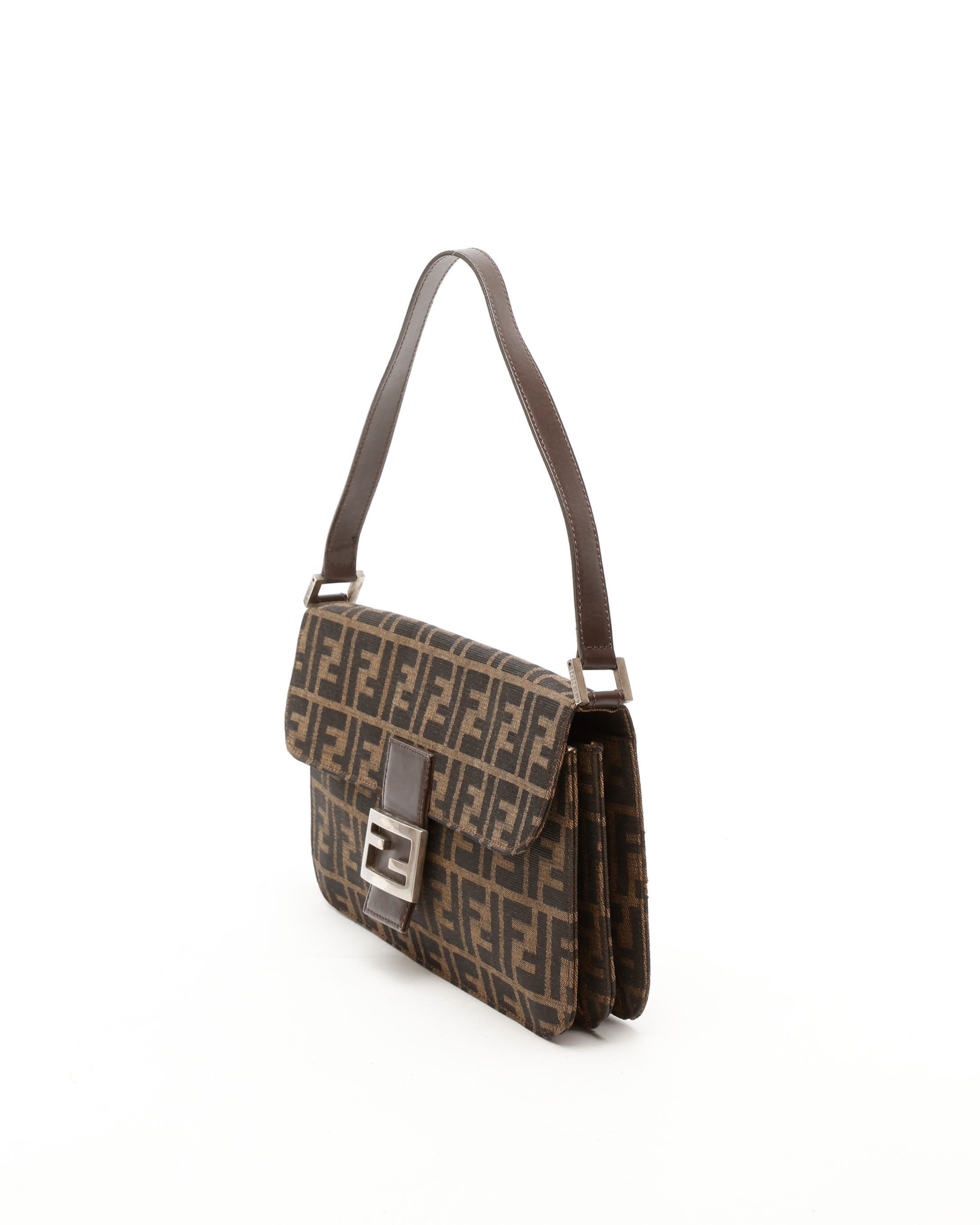 Fendi Large Zucca Baguette Bag In Brown