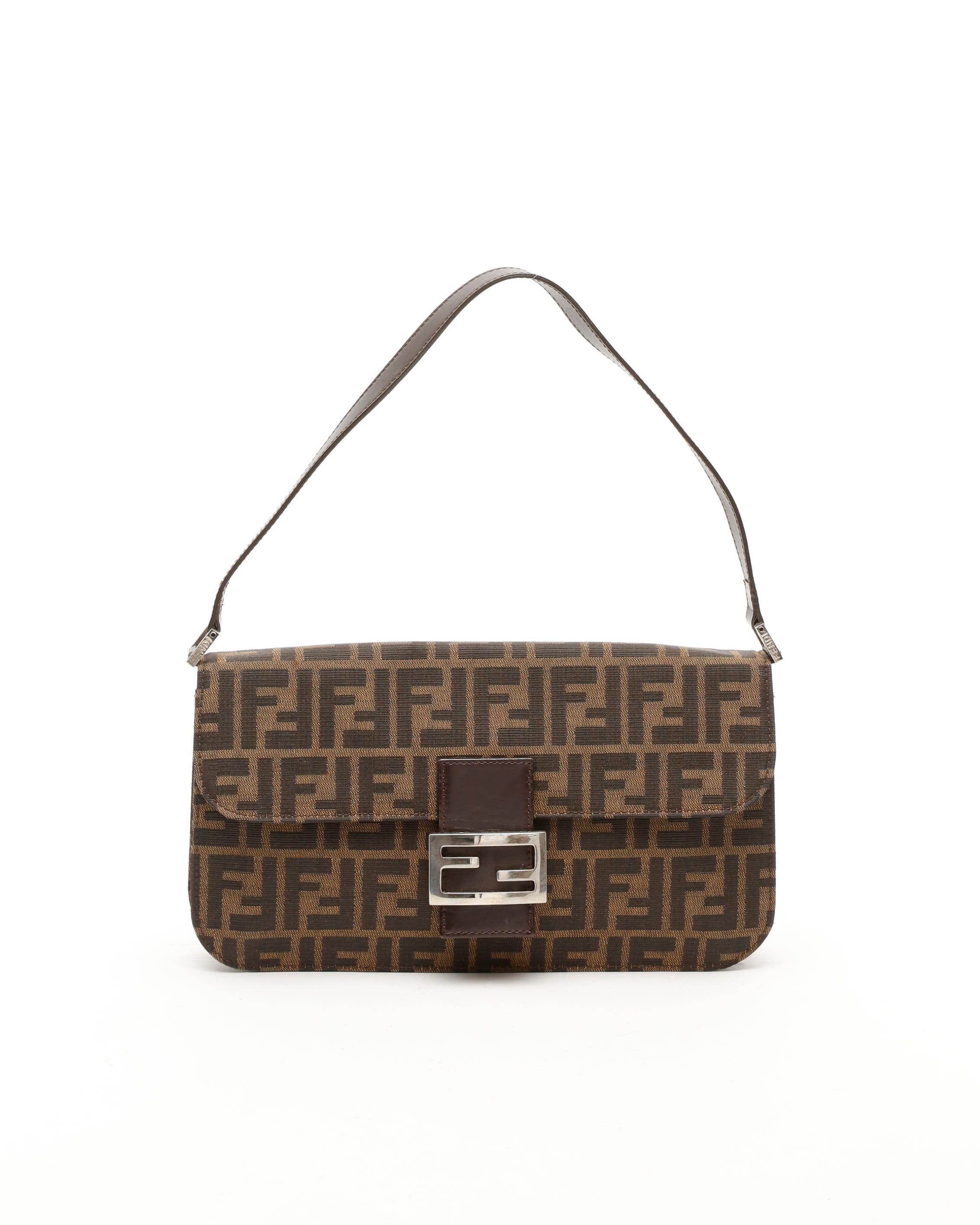 Fendi Large Zucca Baguette Bag In Brown