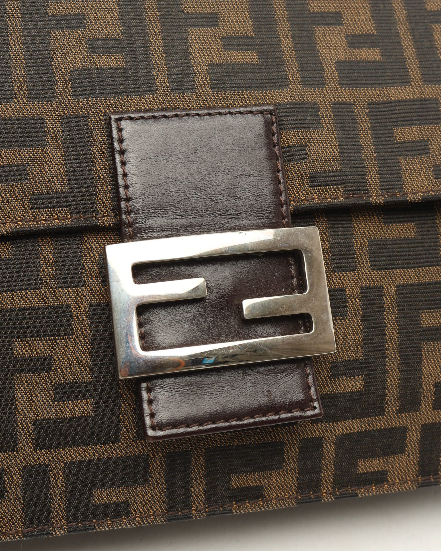 Fendi Large Zucca Baguette Bag In Brown