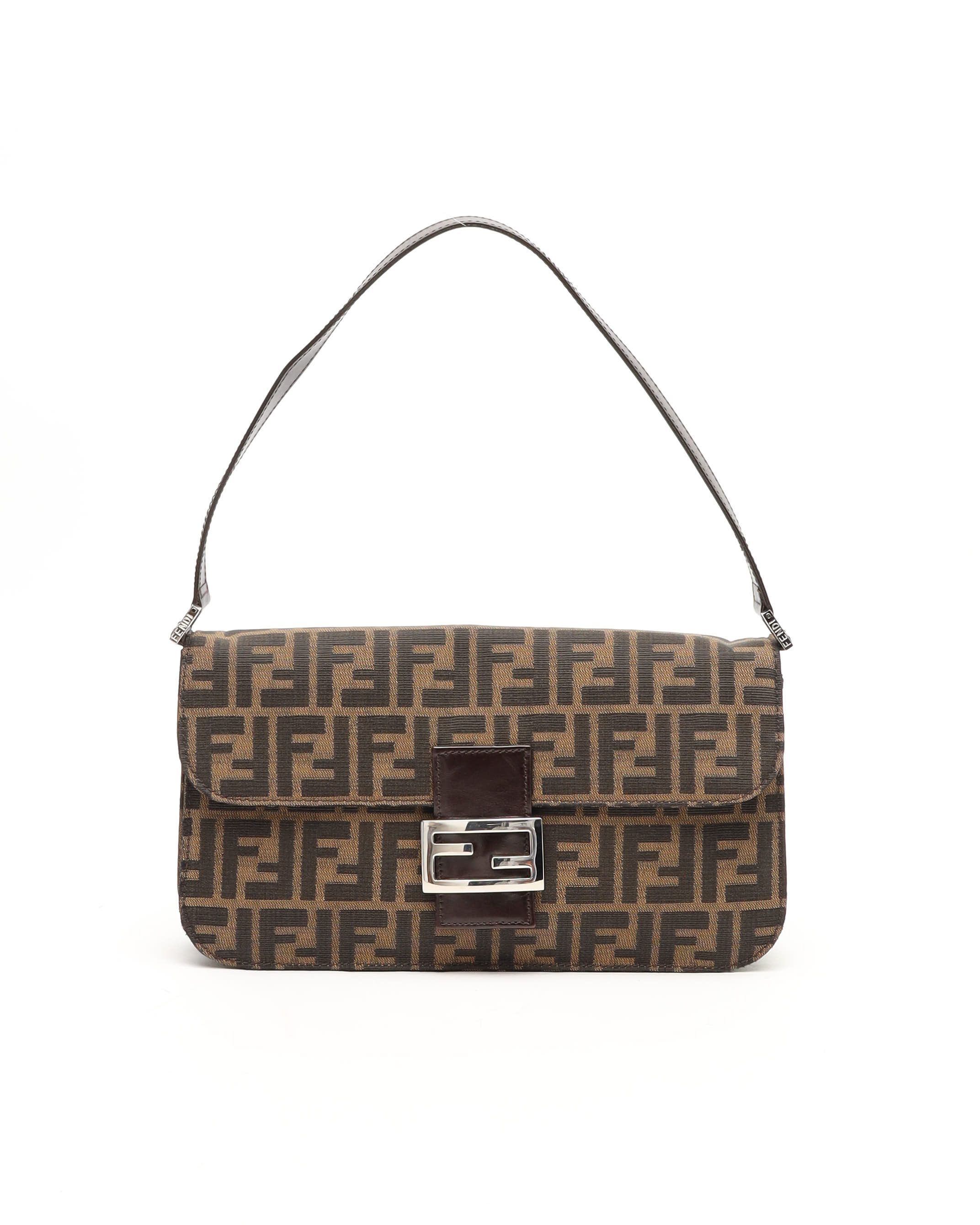 Fendi Large Zucca Baguette Bag In Brown