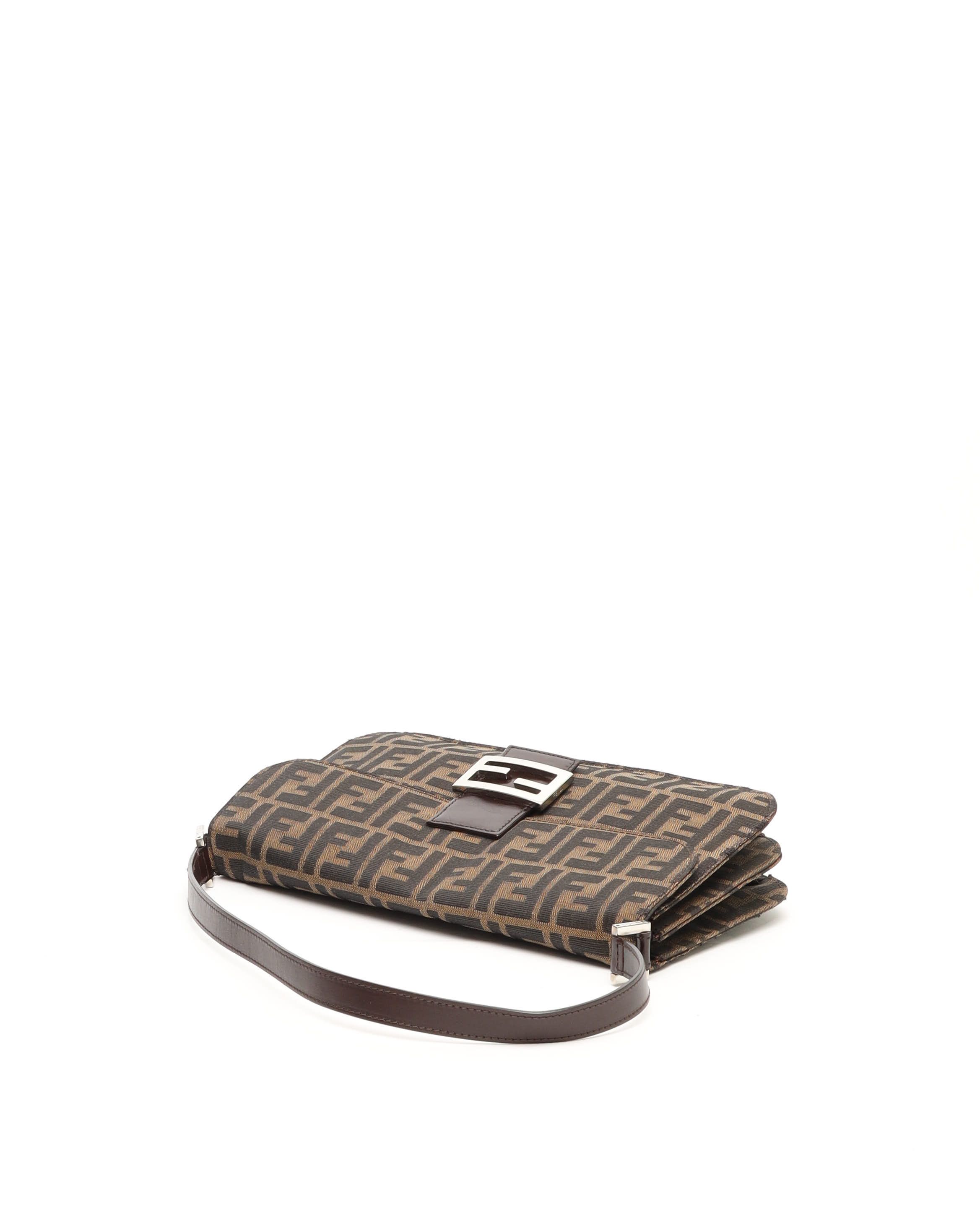 Fendi Large Zucca Baguette Bag In Brown