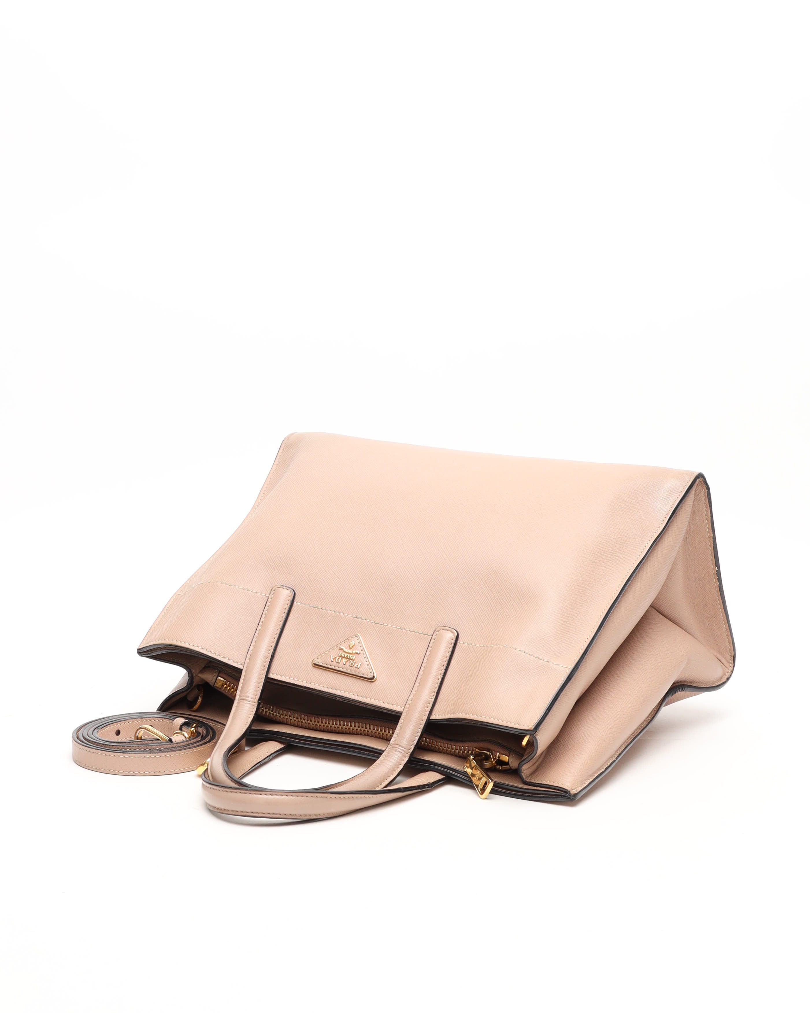 Prada Triple Pocket Saffiano Soft Bag In Pink