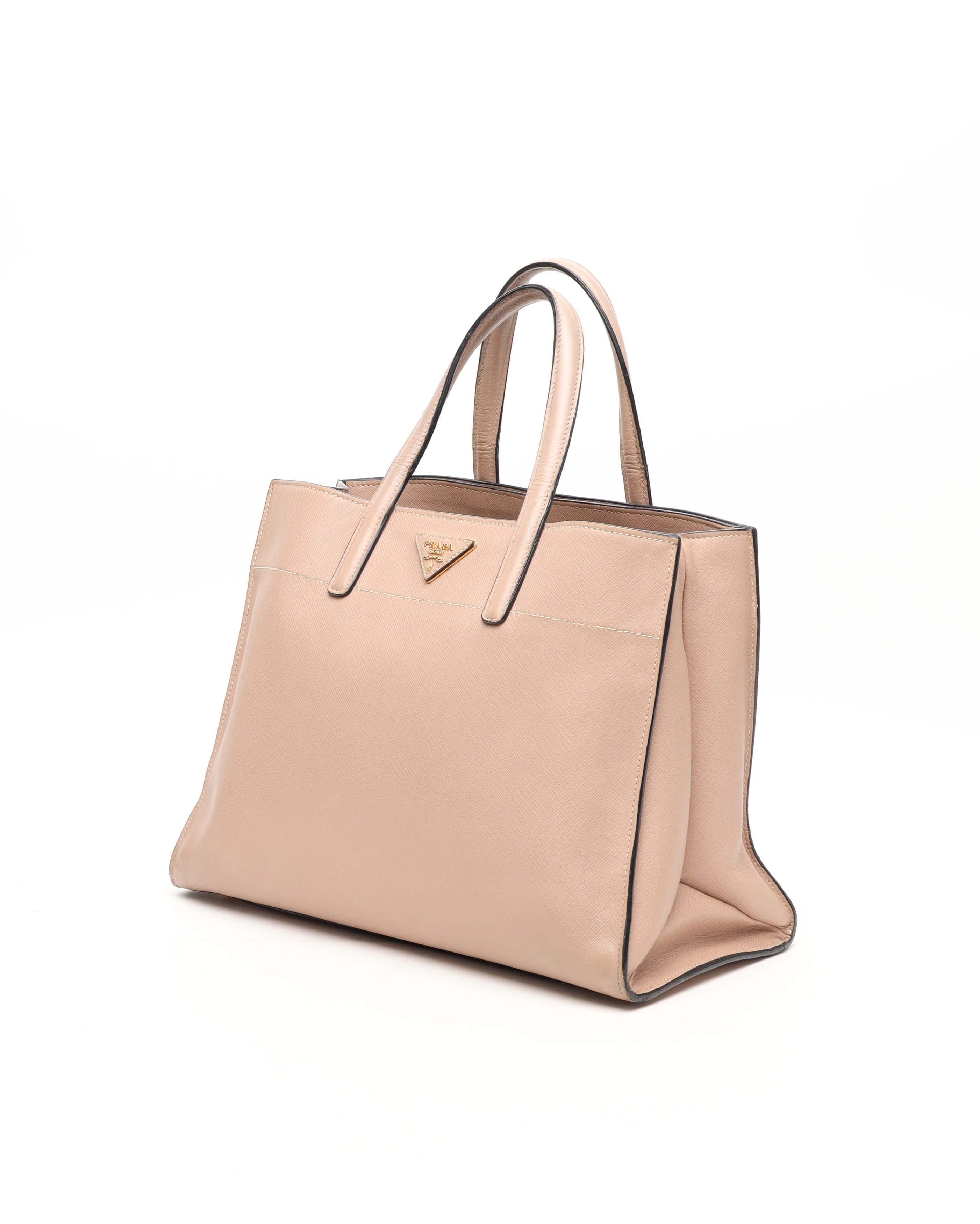 Prada Triple Pocket Saffiano Soft Bag In Pink