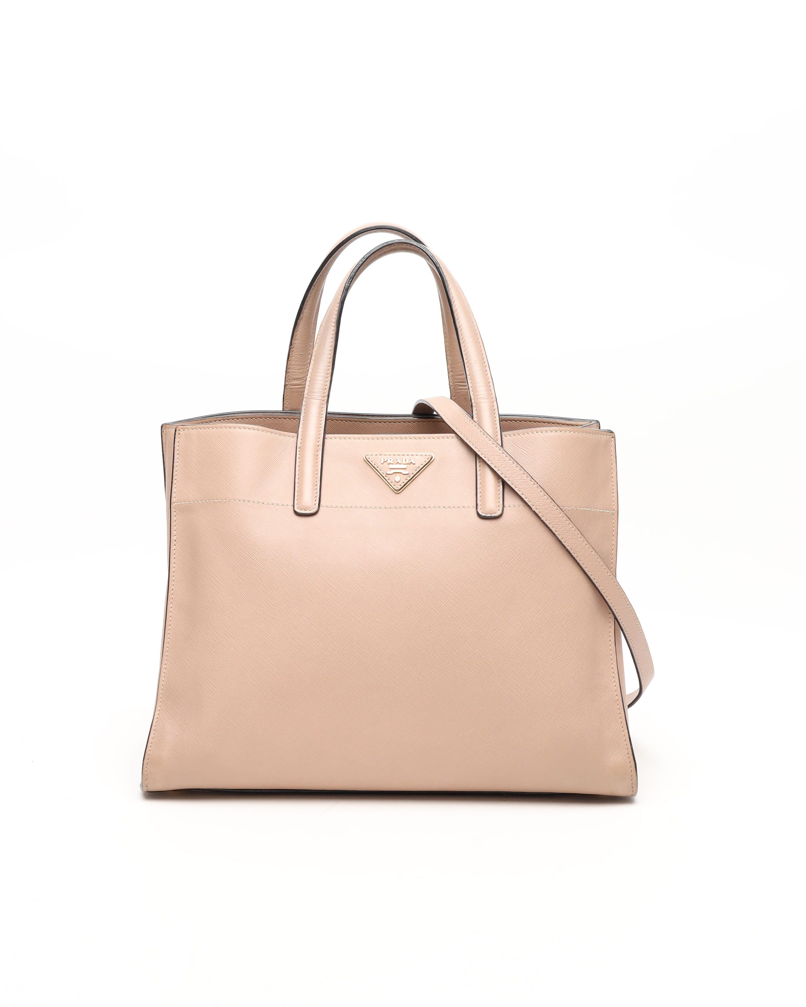 Prada Triple Pocket Saffiano Soft Bag In Pink