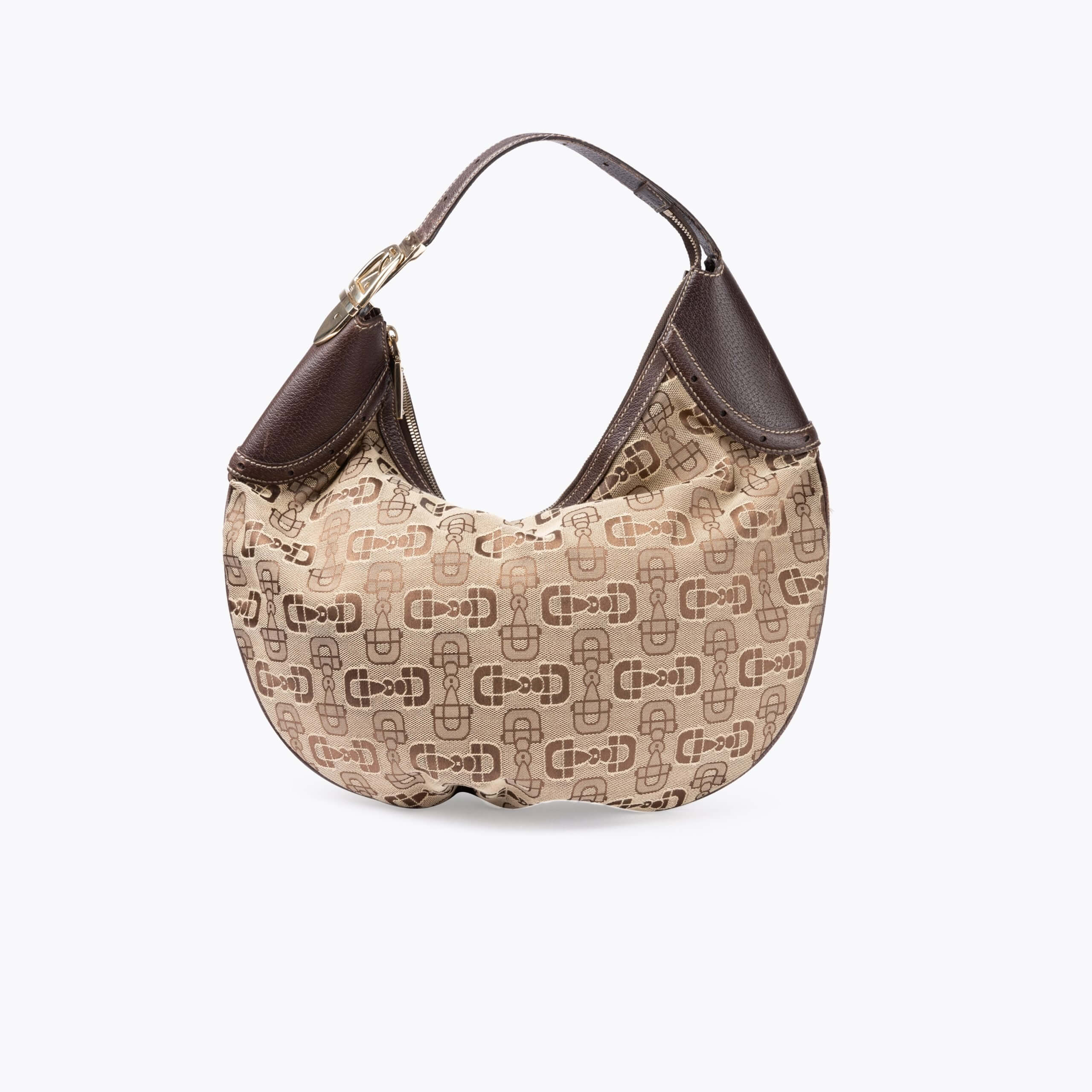 GUCCI Horsebit Canvas Hobo Bag