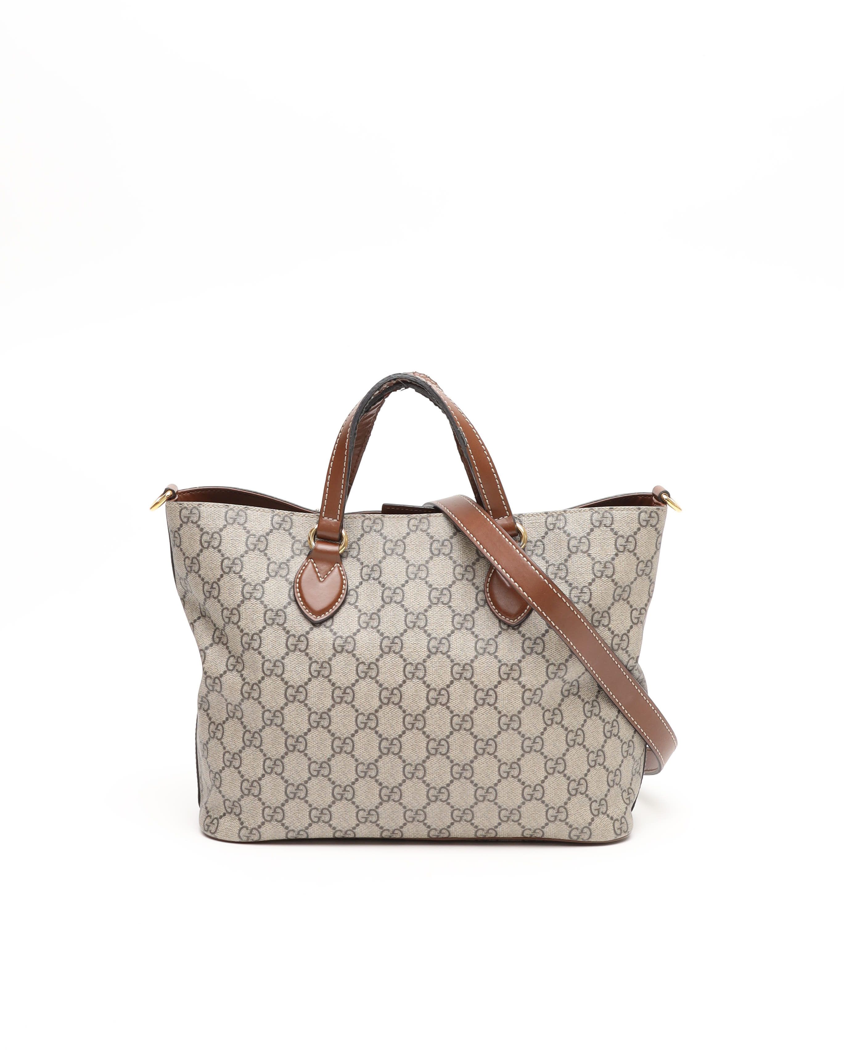 Gucci Gg Supreme Tote Bag In Brown