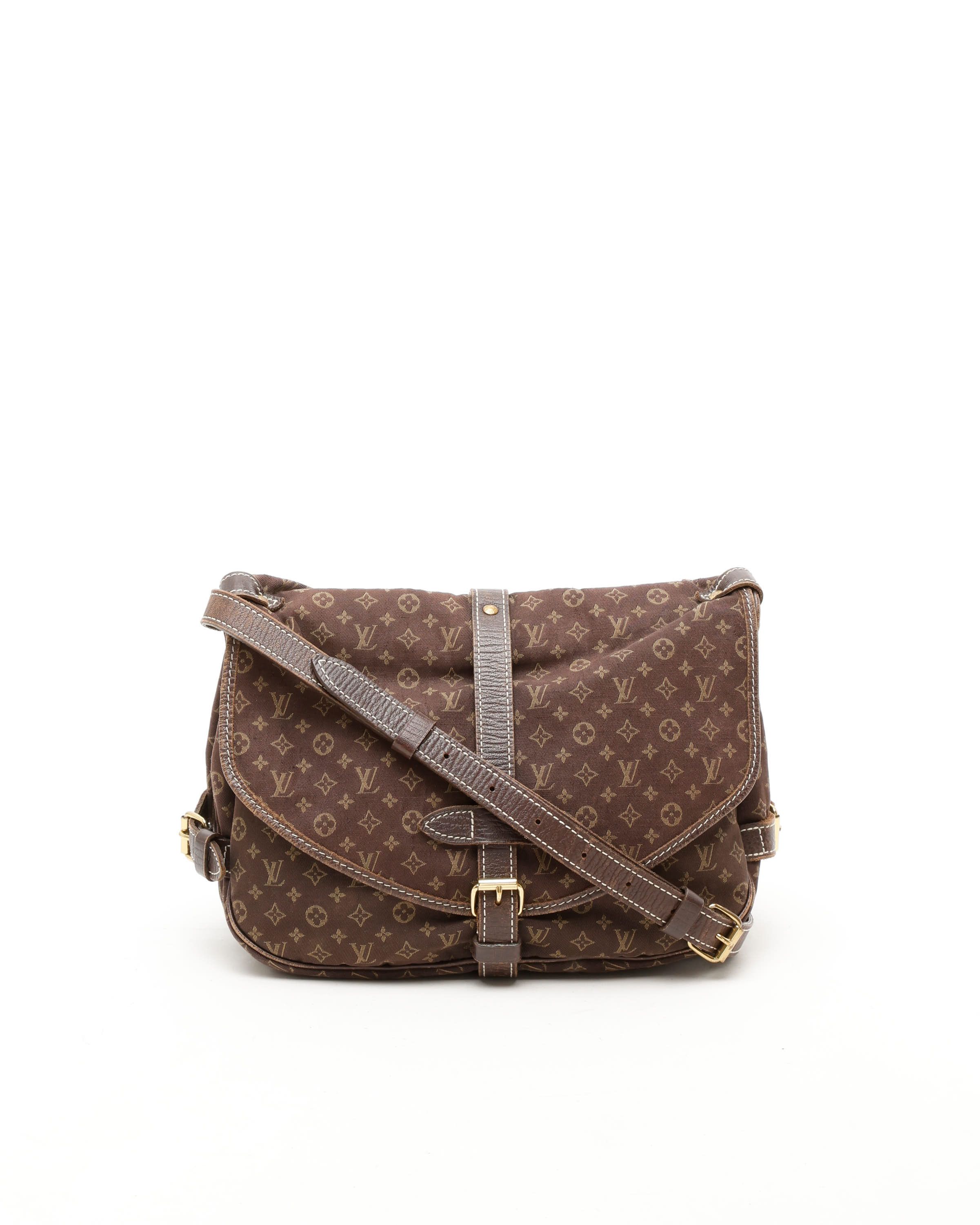 Pre-owned Louis Vuitton Monogram Mini Lin Saumur 30 Bag