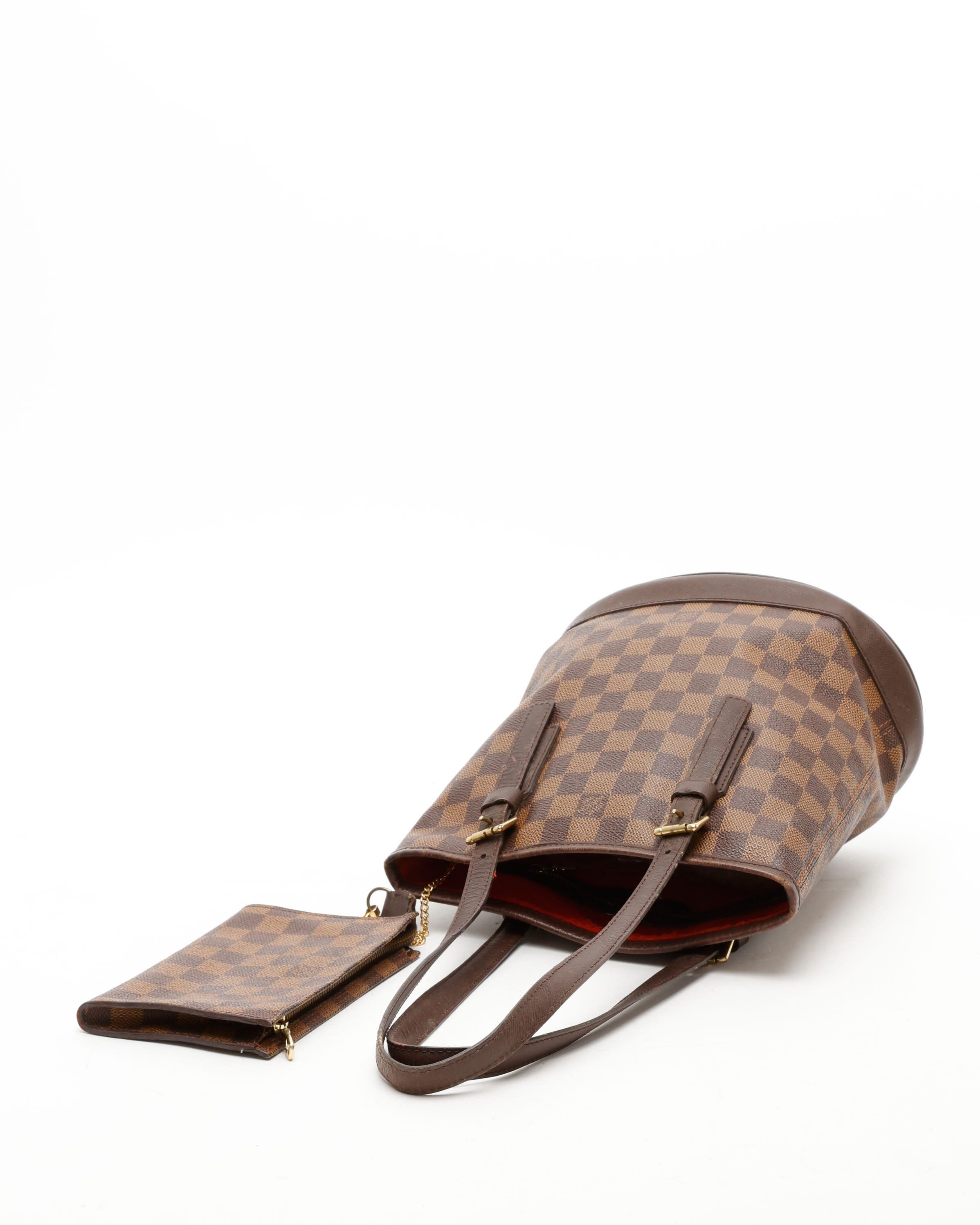 Pre-owned Louis Vuitton Damier Ebene Marais Bucket Bag