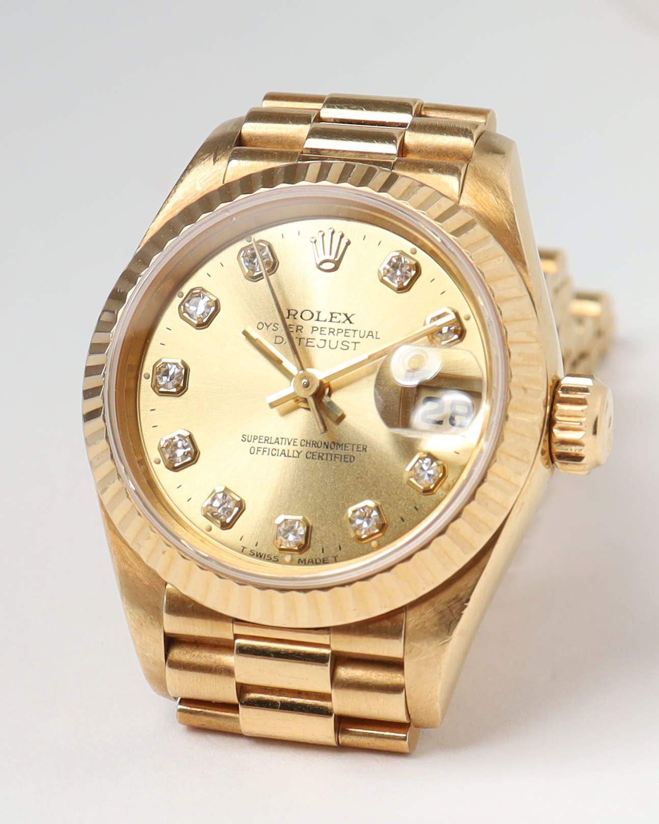 Rolex Lady-datejust 26mm Ref 69178 18k Gold Diamond Dial Watch