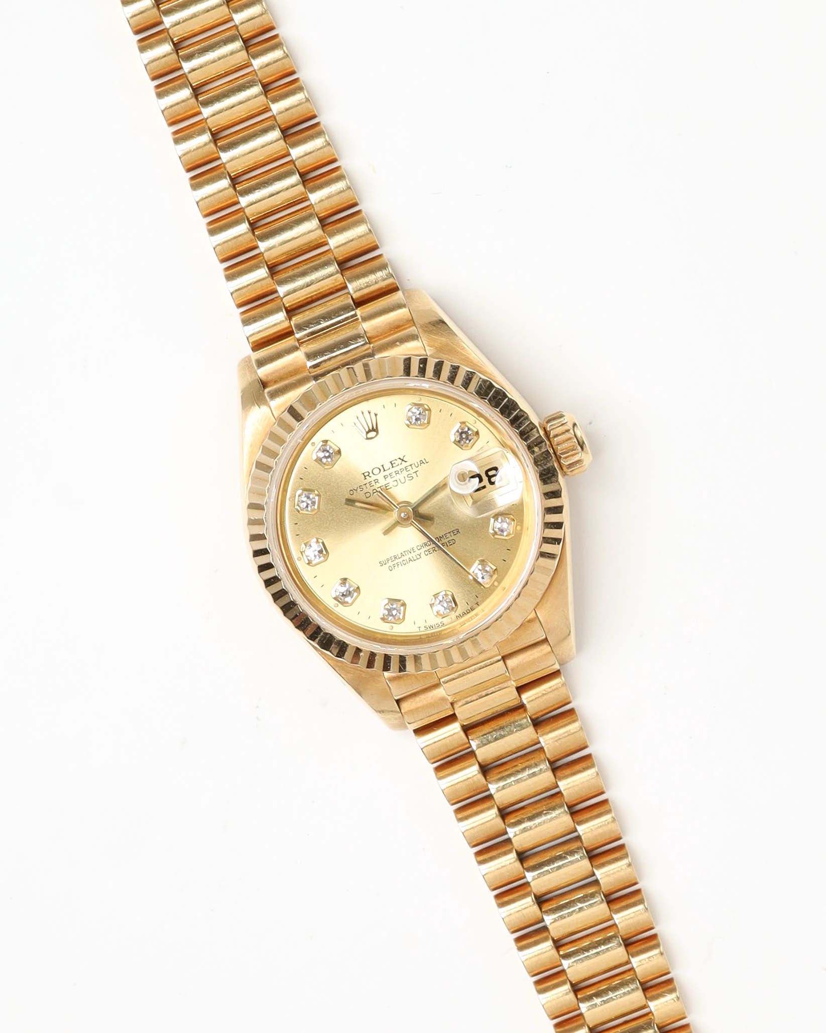 Rolex Lady-datejust 26mm Ref 69178 18k Gold Diamond Dial Watch