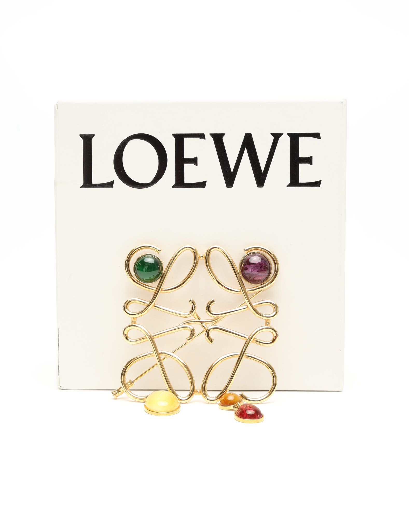 Loewe Anagram Color Stone Brooch In Multi