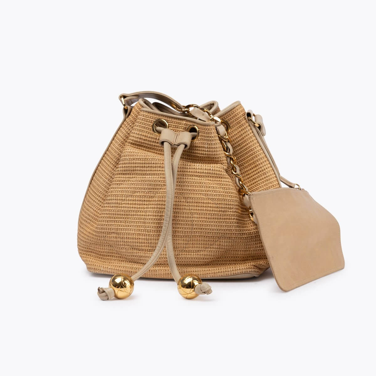 CHANEL Raffia CC Bucket Bag
