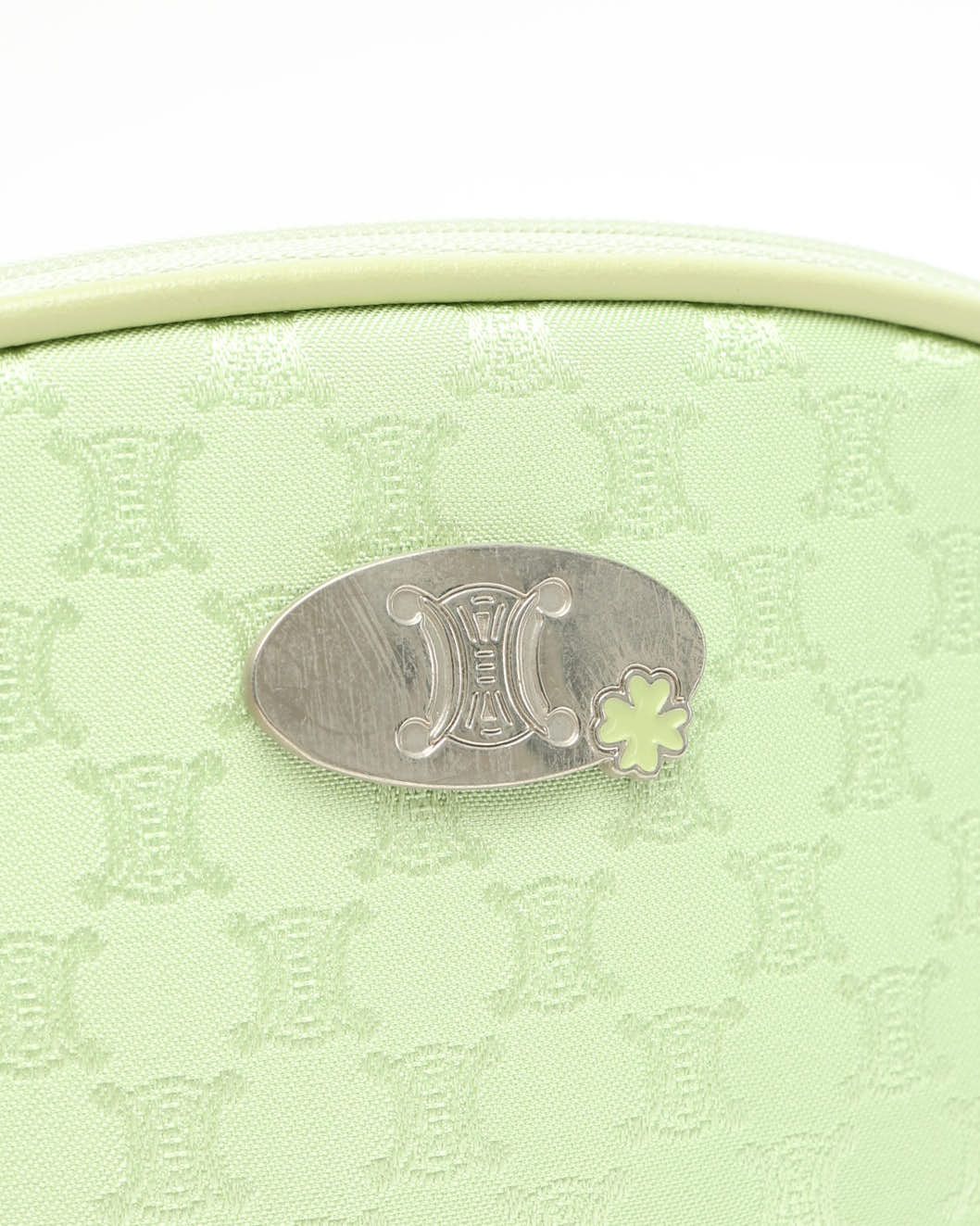 Celine Céline Macadam Nylon Vanity Pouch In Green