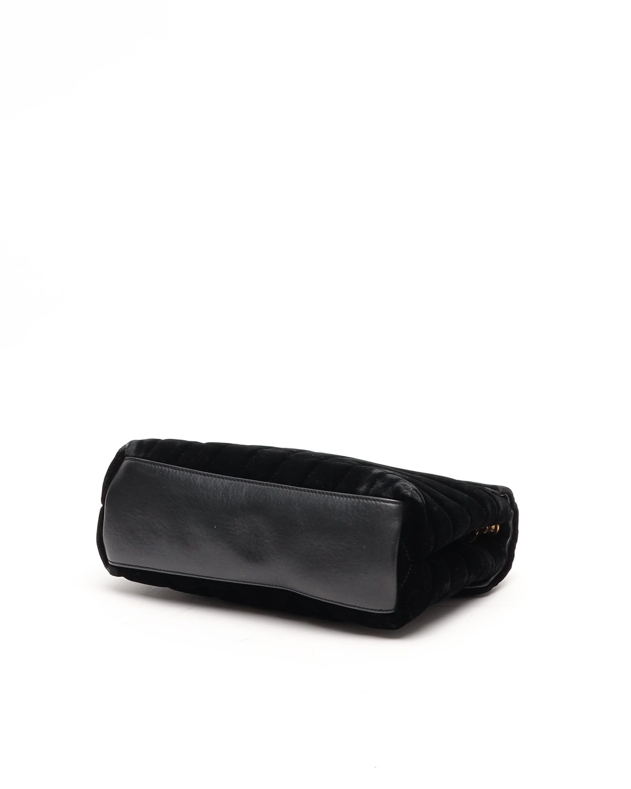 Saint Laurent Small Velvet Loulou Bag In Black