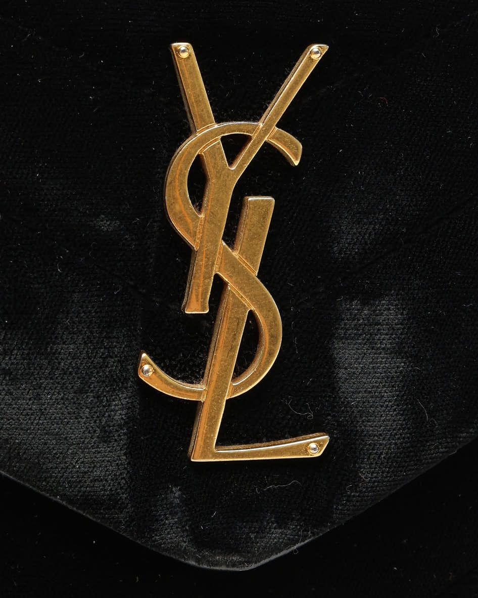 Saint Laurent Small Velvet Loulou Bag In Black