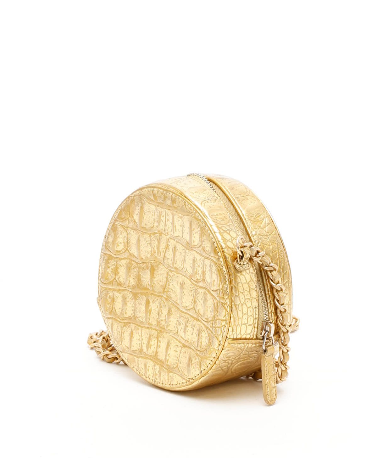 Pre-owned Chanel Cc Round Chain Shoulder Bag In Gold