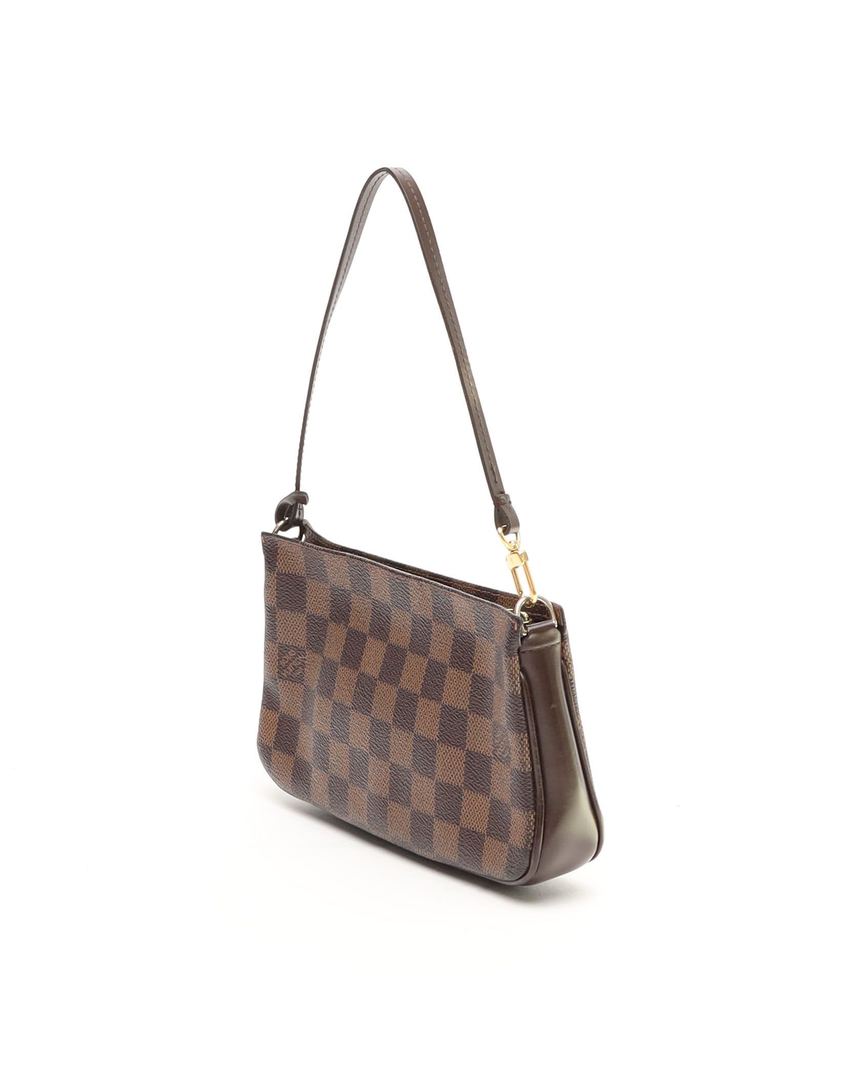 Pre-owned Louis Vuitton Damier Ebene Pochette Accessoires Bag In Brown